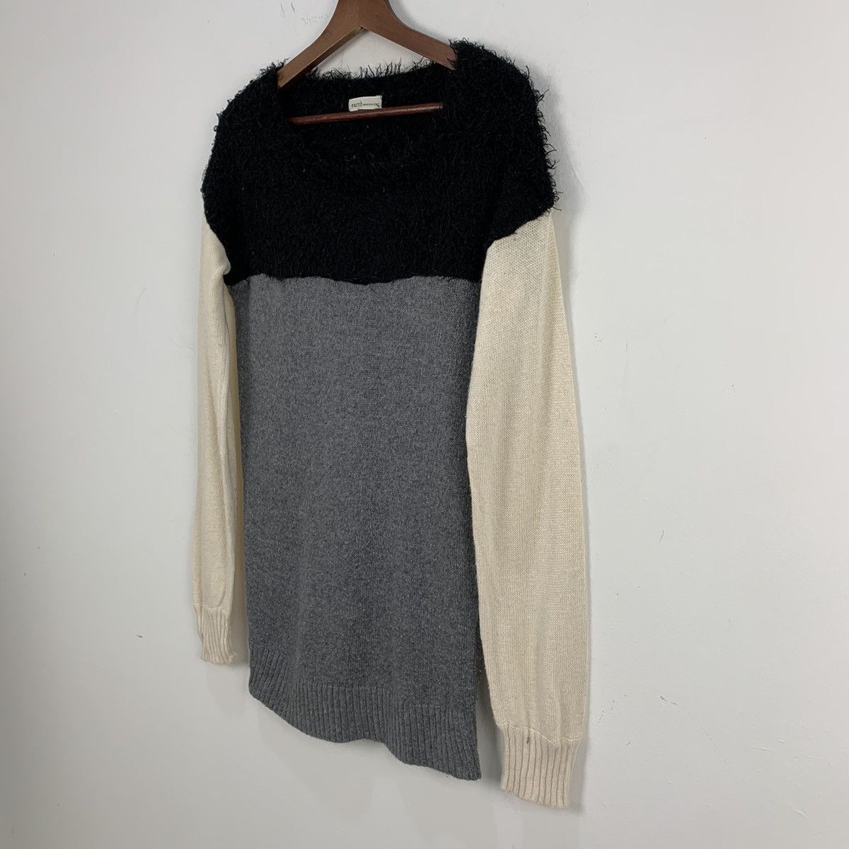 Homespun Knitwear × Japanese Brand 3 Tone Colour Wool Crochet Knitwear Long Sweater Sleepwear Size S / US 4 / IT 40 - 6 Thumbnail