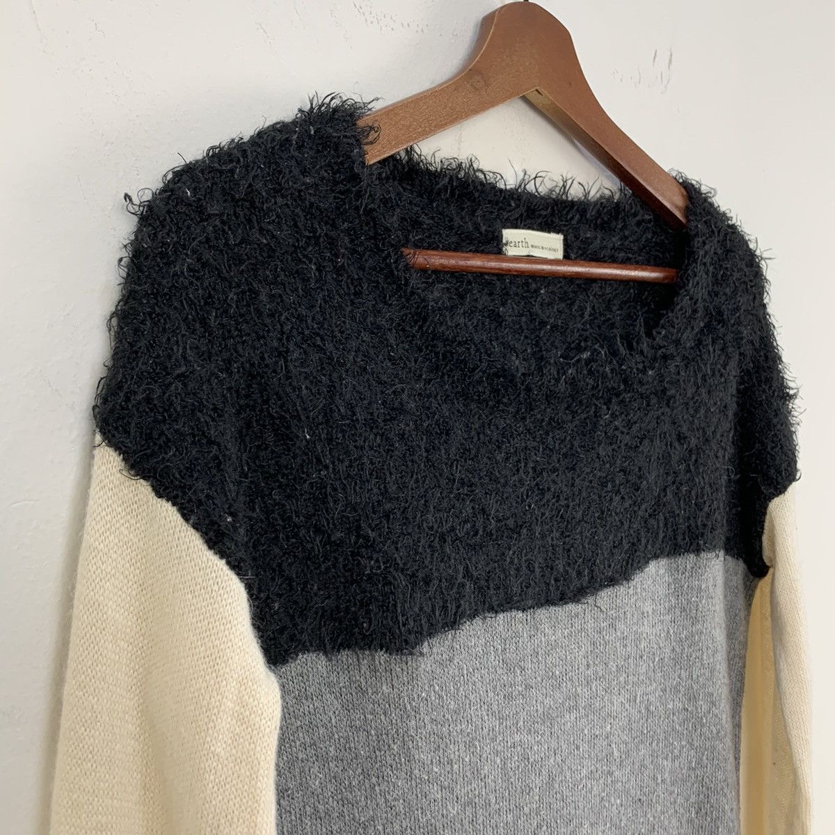 Homespun Knitwear × Japanese Brand 3 Tone Colour Wool Crochet Knitwear Long Sweater Sleepwear Size S / US 4 / IT 40 - 7 Thumbnail