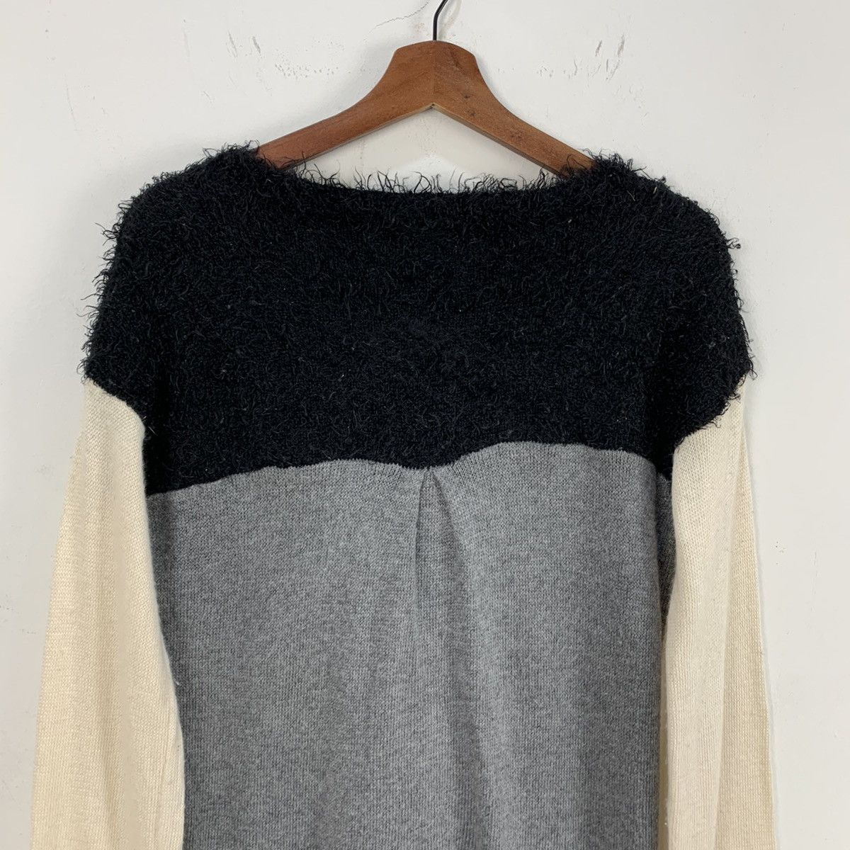 Homespun Knitwear × Japanese Brand 3 Tone Colour Wool Crochet Knitwear Long Sweater Sleepwear Size S / US 4 / IT 40 - 12 Thumbnail