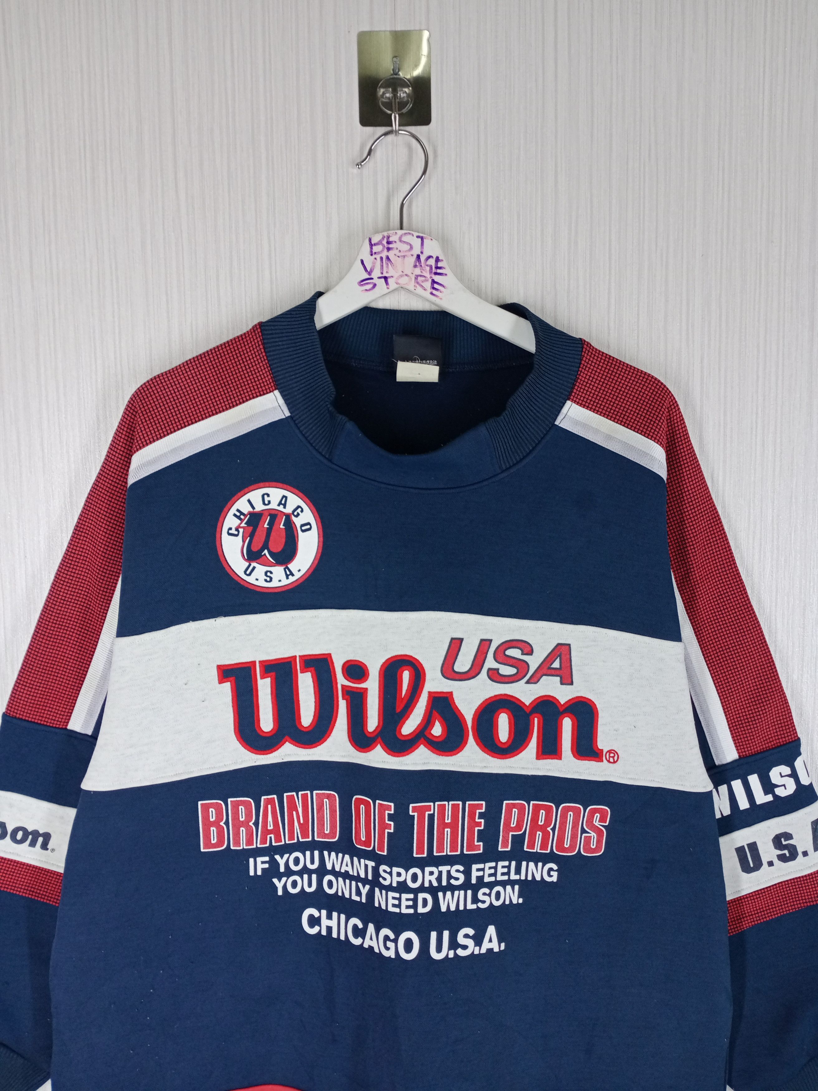 Wilson Vintage 90s Wilson Chicago Usa Sweatshirt Embroidered Logo Size US L / EU 52-54 / 3 - 3 Thumbnail