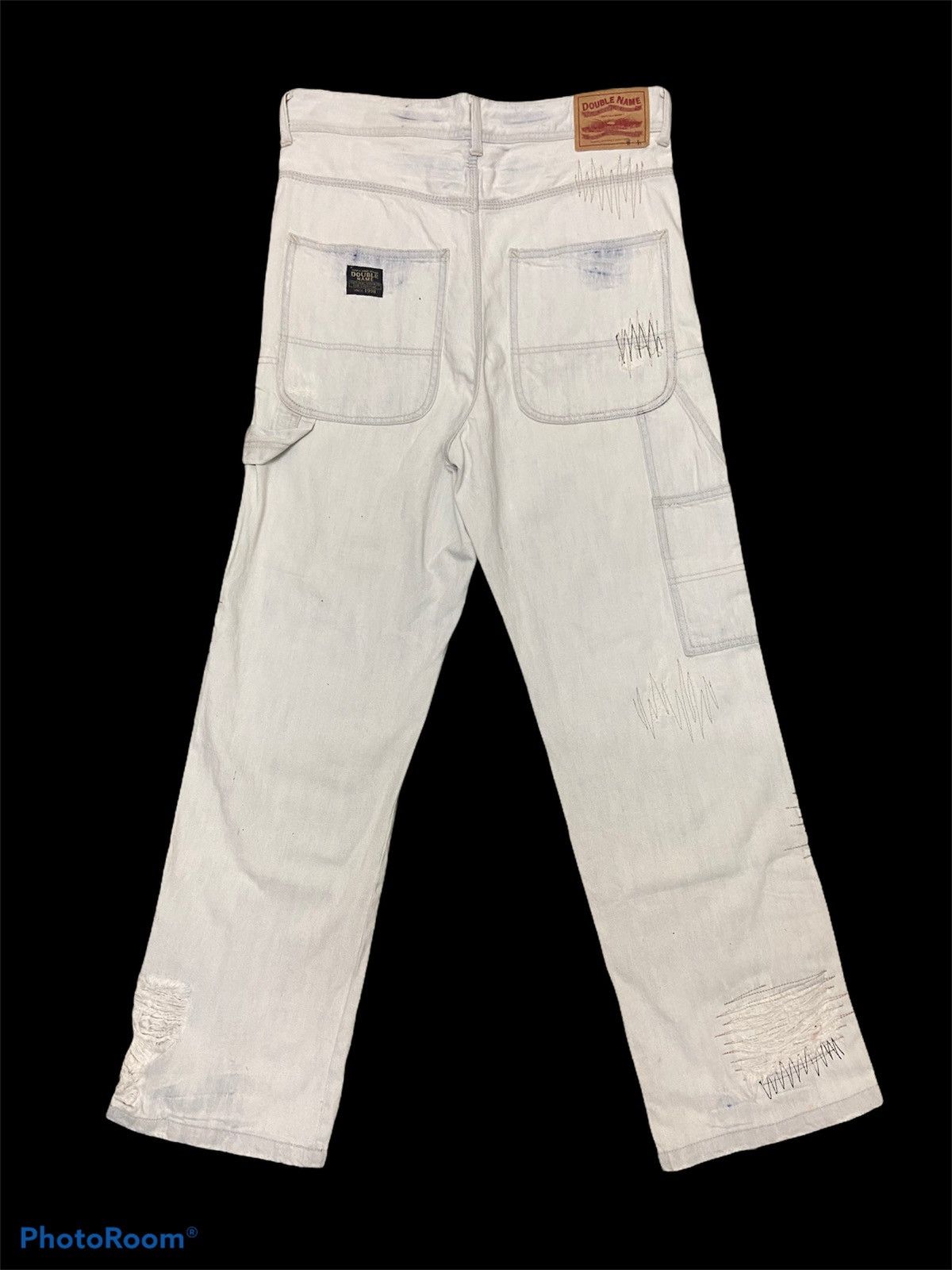 Japanese Brand Japanese Double Name Distressed Utility Cargo Denim Pants Size US 33 - 2 Thumbnail