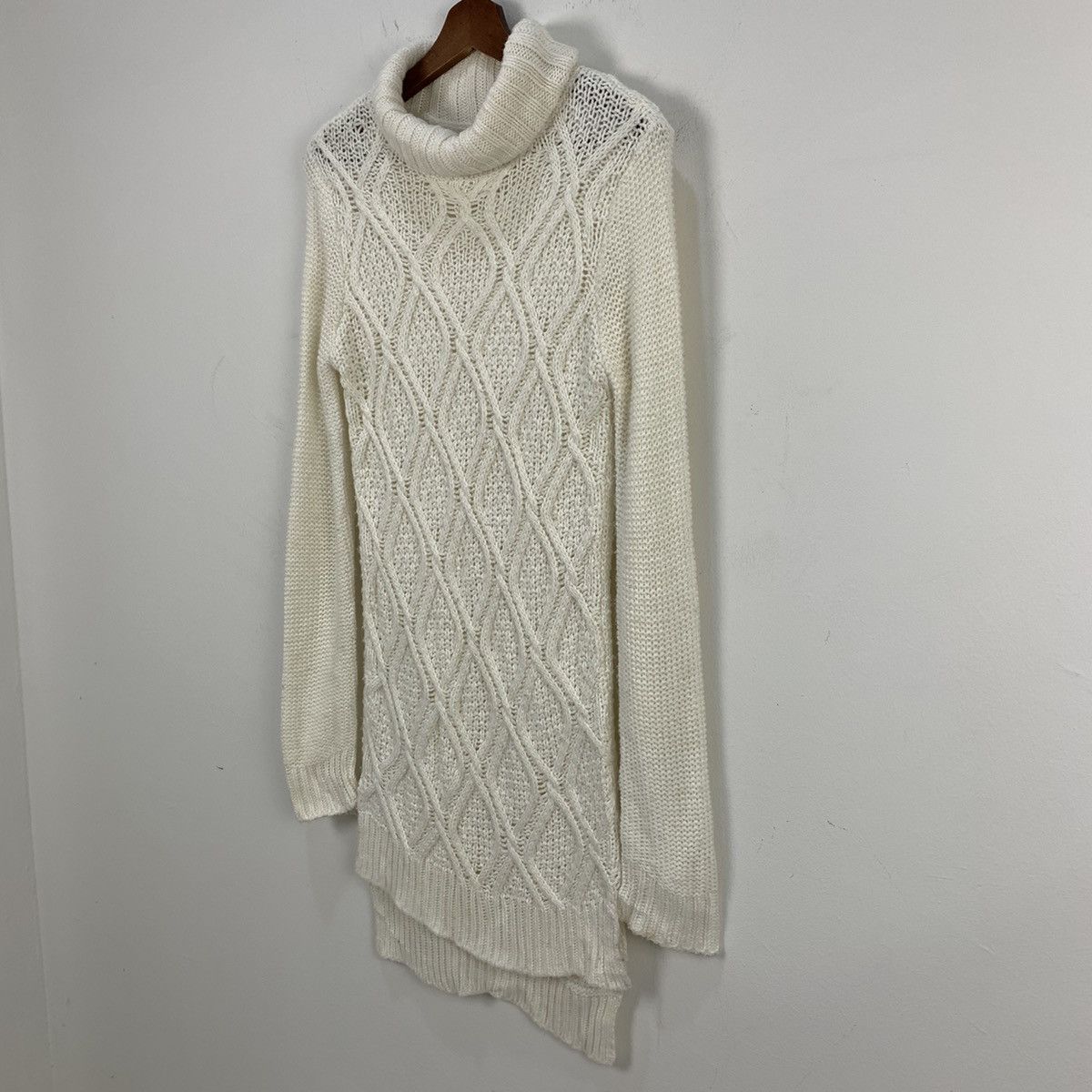 Aran Isles Knitwear × Designer Turtleneck Chunk Crochet Celtic Cable Knitwear Long Sweater Size US S / EU 44-46 / 1 - 6 Thumbnail