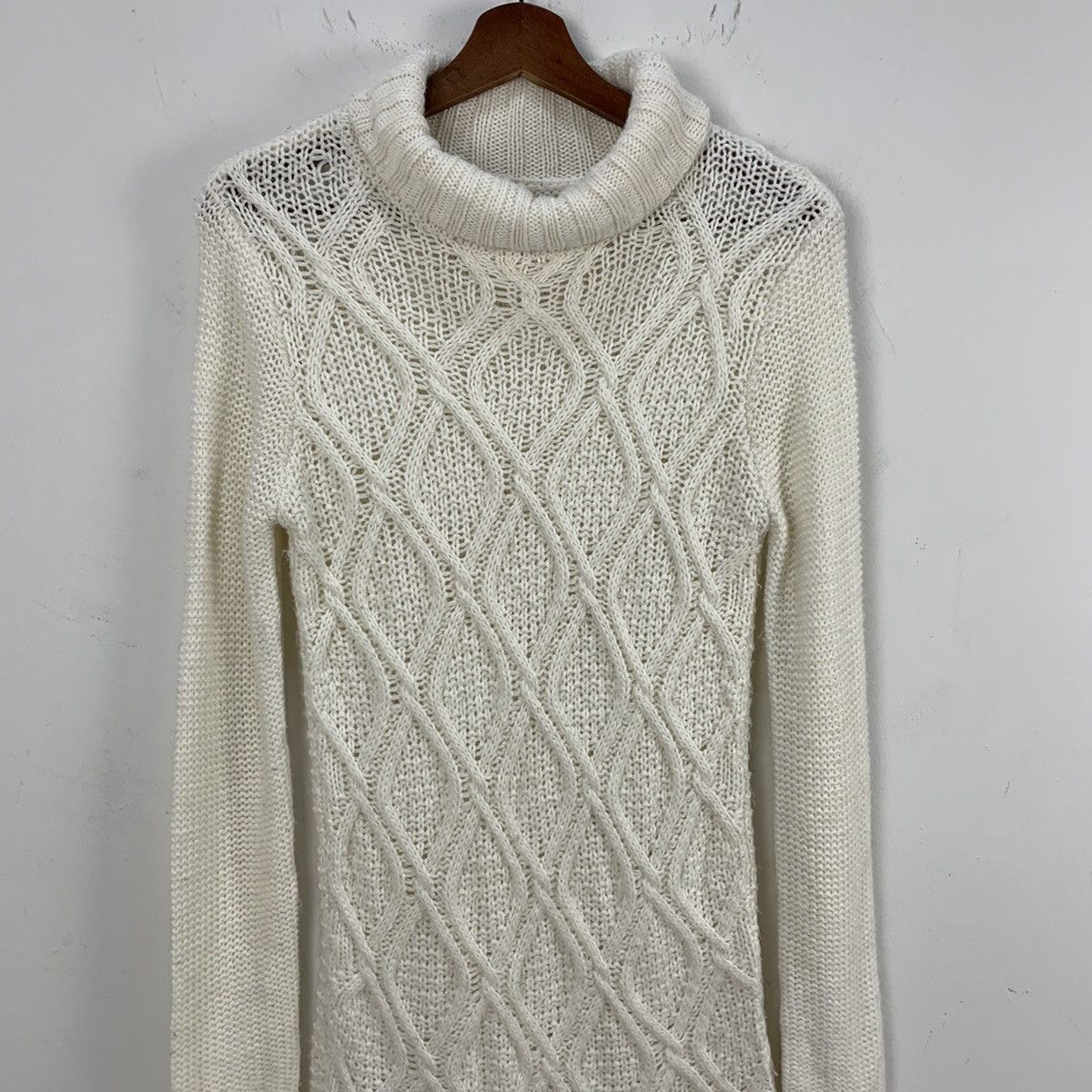 Aran Isles Knitwear × Designer Turtleneck Chunk Crochet Celtic Cable Knitwear Long Sweater Size US S / EU 44-46 / 1 - 3 Thumbnail