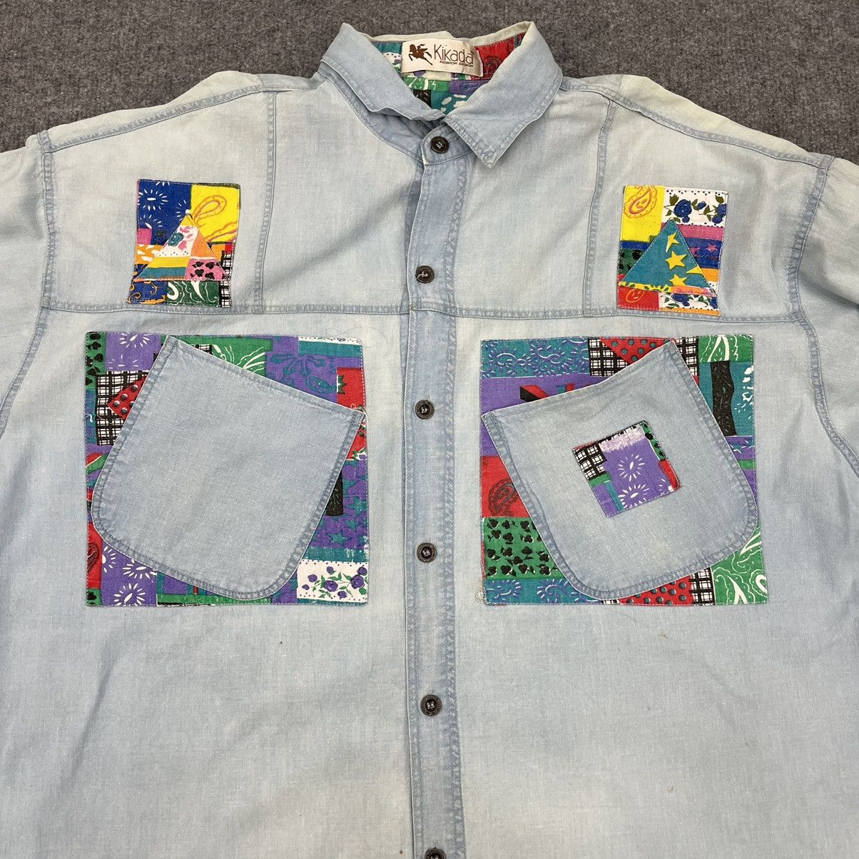 Designer × Japanese Brand × Vintage Vintage Japanese Brand Kikada Shirt Patchwork Button Up Size US L / EU 52-54 / 3 - 5 Thumbnail