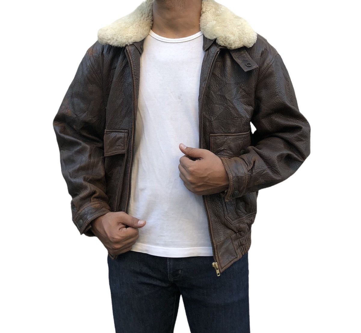 Harley Davidson VTG 90s Harley Davidson Leather Fur Collar Bomber Jacket Size US M / EU 48-50 / 2 - 4 Thumbnail