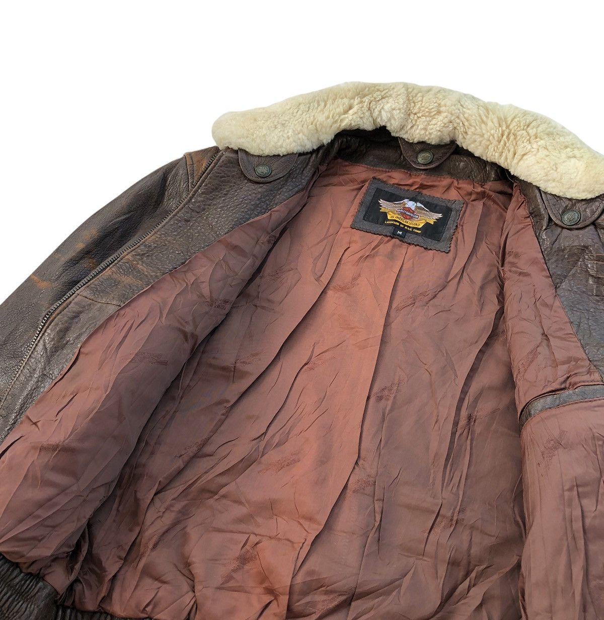 Harley Davidson VTG 90s Harley Davidson Leather Fur Collar Bomber Jacket Size US M / EU 48-50 / 2 - 11 Thumbnail