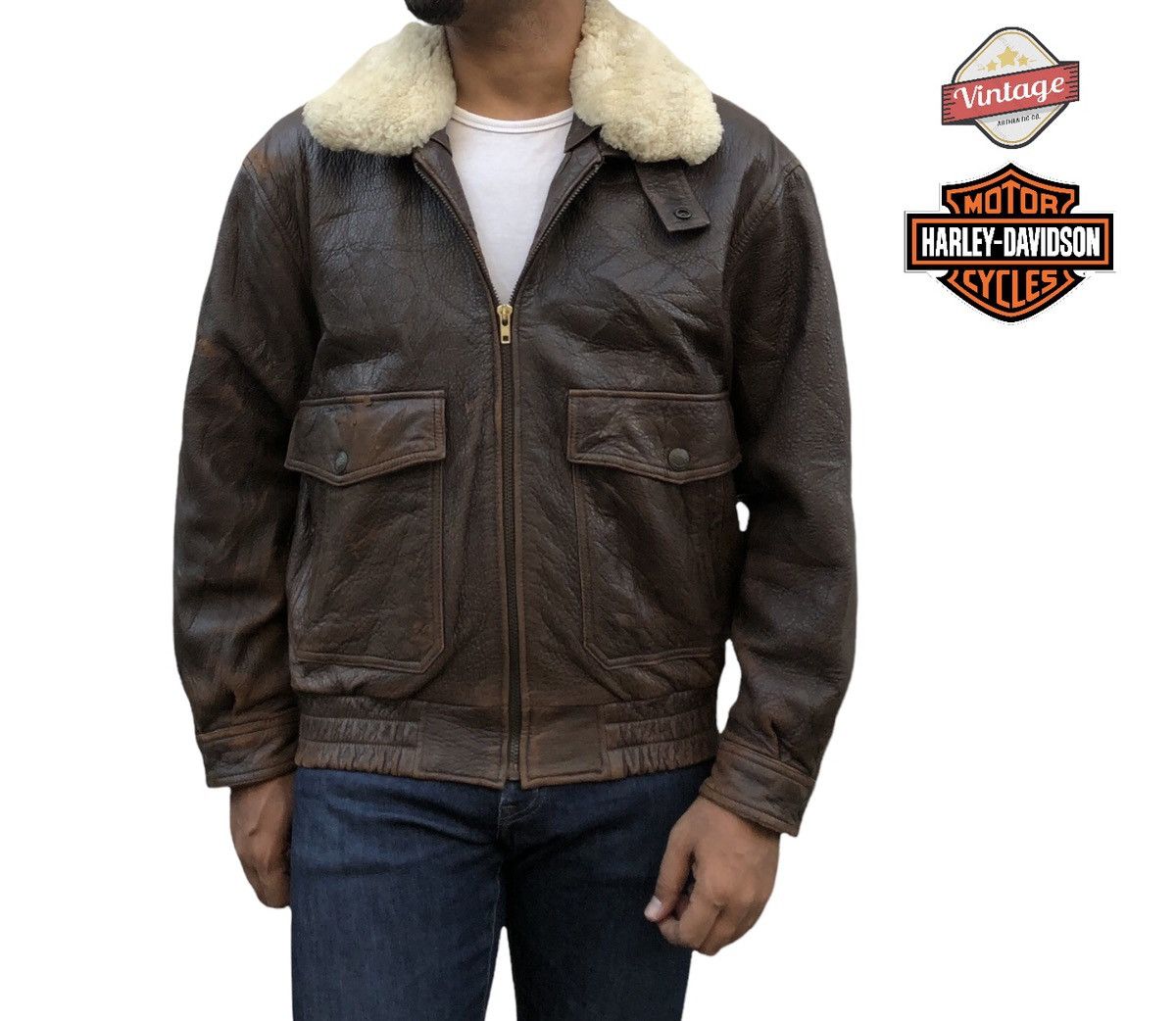 Harley Davidson × Leather Jacket × Vintage VTG 90s Harley Davidson 
