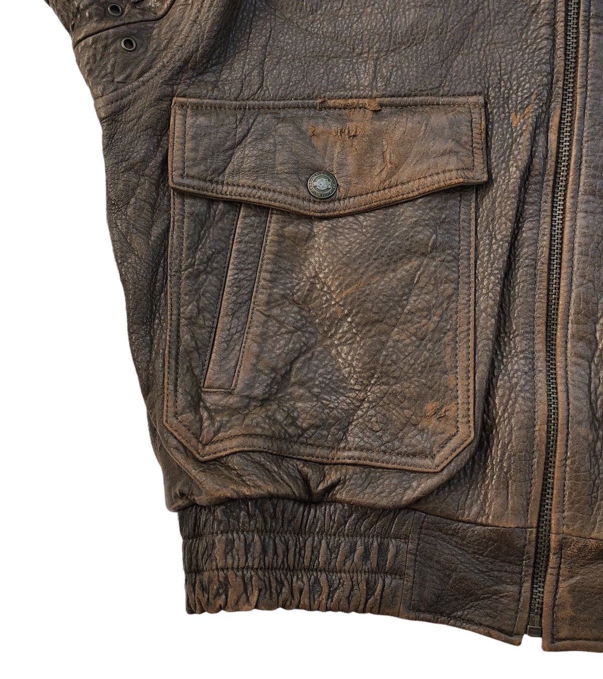 Harley Davidson VTG 90s Harley Davidson Leather Fur Collar Bomber Jacket Size US M / EU 48-50 / 2 - 9 Thumbnail