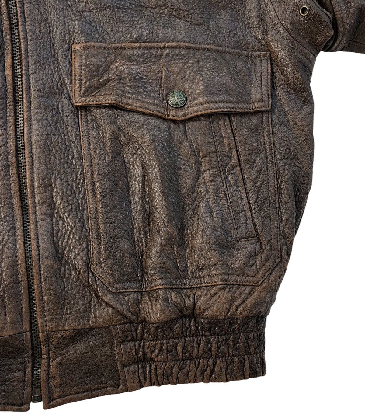 Harley Davidson VTG 90s Harley Davidson Leather Fur Collar Bomber Jacket Size US M / EU 48-50 / 2 - 8 Thumbnail