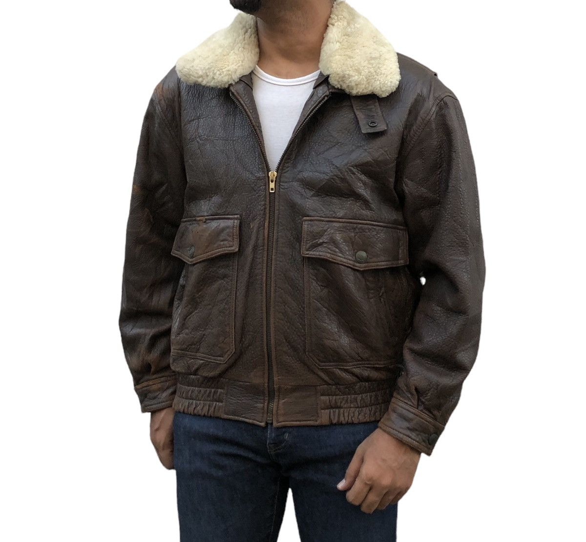 Harley Davidson VTG 90s Harley Davidson Leather Fur Collar Bomber Jacket Size US M / EU 48-50 / 2 - 2 Thumbnail