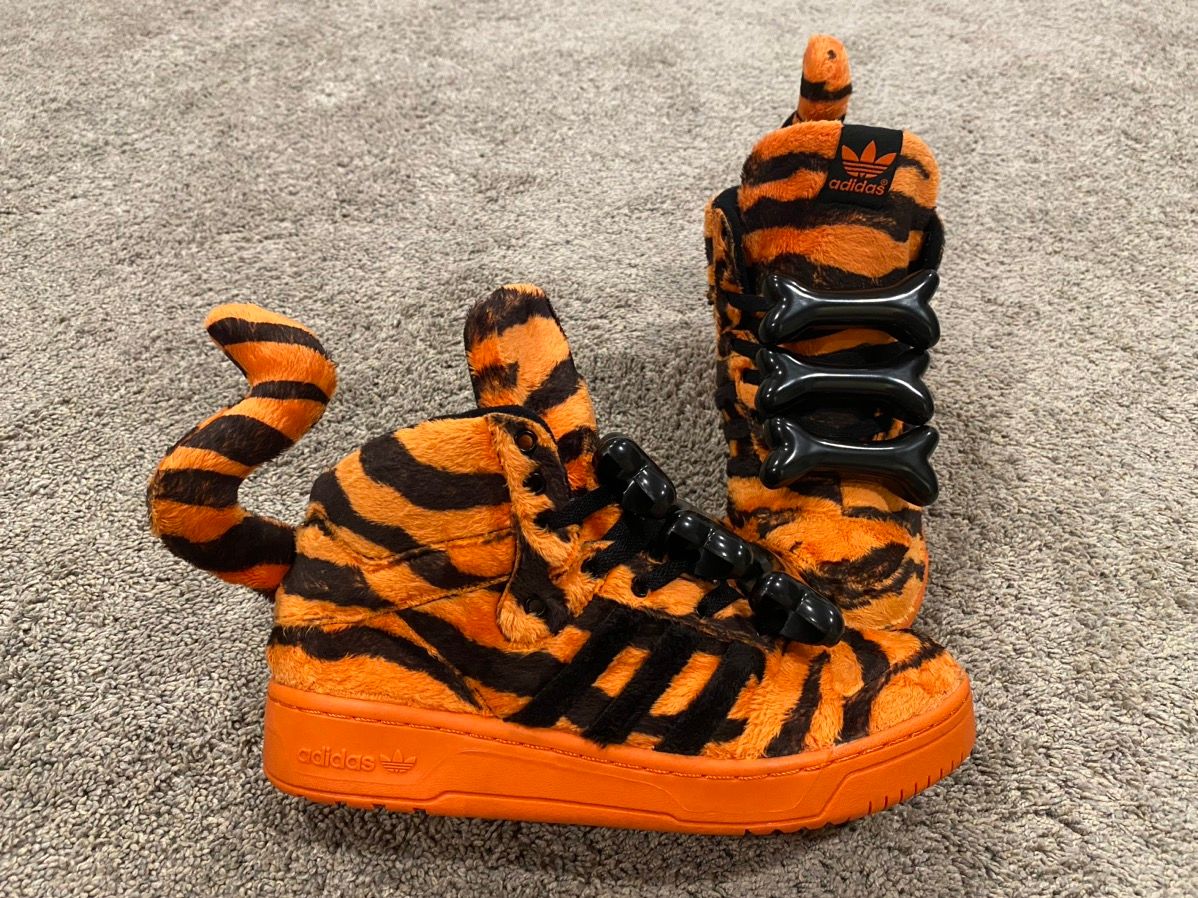 Pre-owned Adidas Originals Jeremy Scott Tiger Tails In Orange