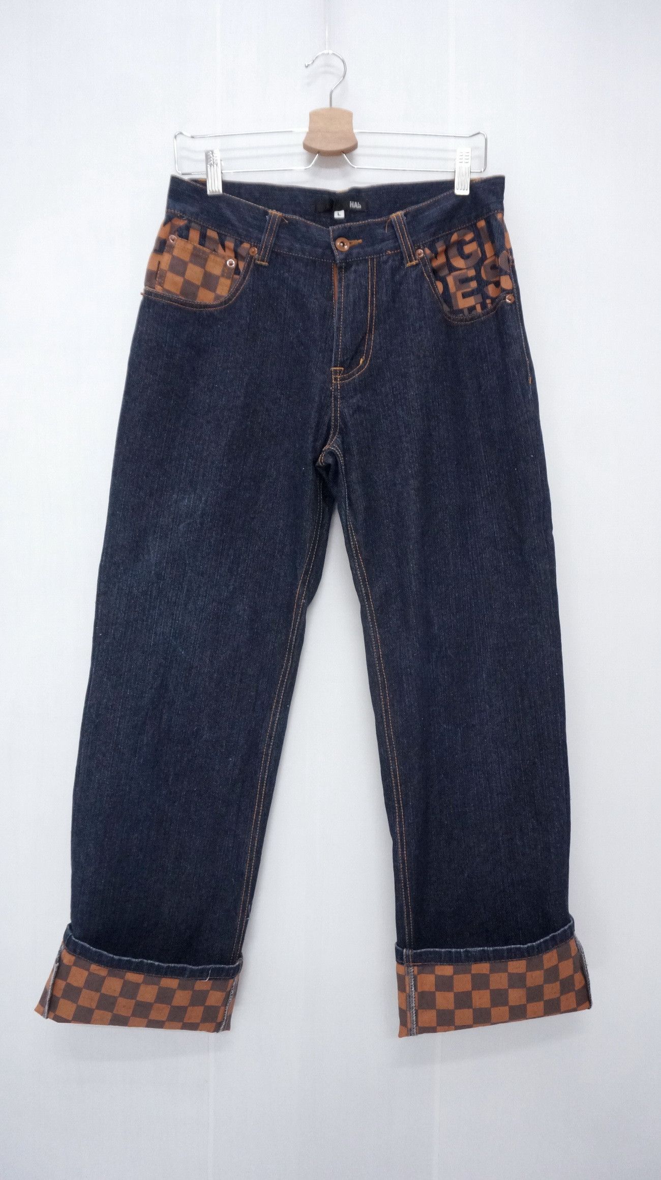Japanese Brand Vintage Japan HALHAM Printed Dark Blue Jeans Size US 32 / EU 48 - 7 Thumbnail