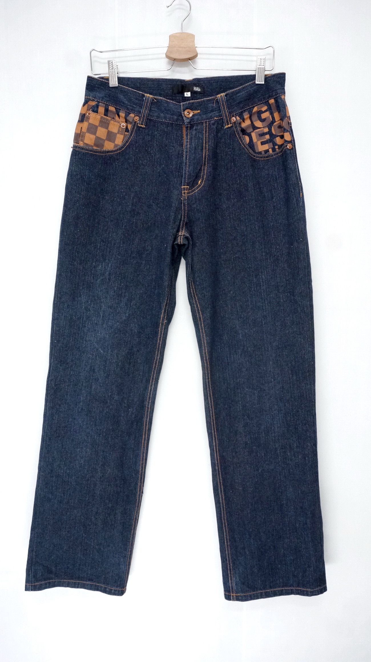 Japanese Brand Vintage Japan HALHAM Printed Dark Blue Jeans Size US 32 / EU 48 - 3 Thumbnail