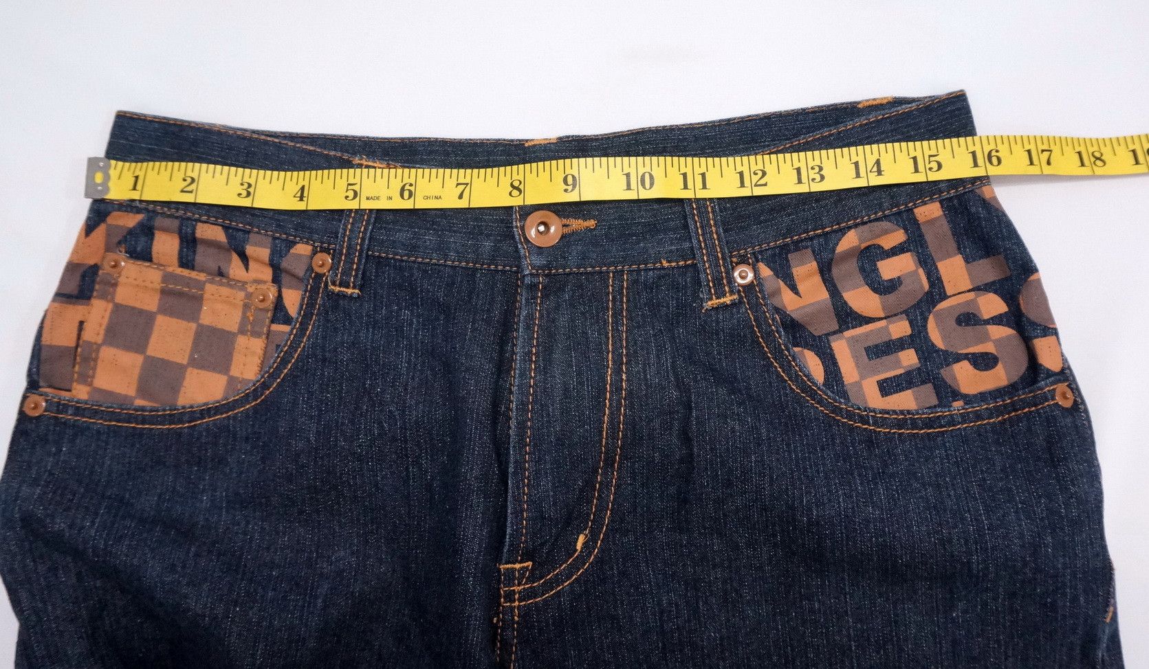 Japanese Brand Vintage Japan HALHAM Printed Dark Blue Jeans Size US 32 / EU 48 - 9 Thumbnail