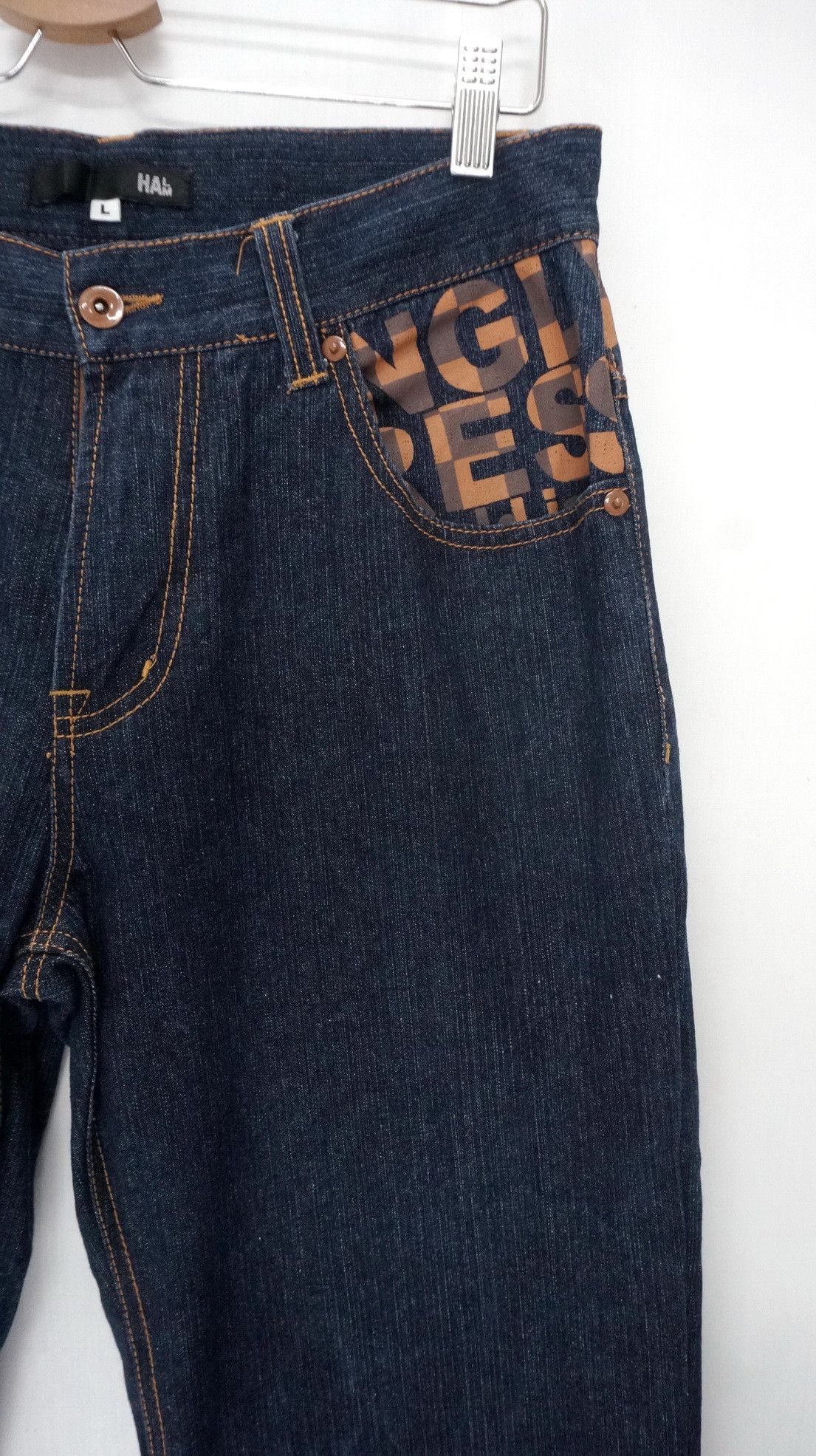 Japanese Brand Vintage Japan HALHAM Printed Dark Blue Jeans Size US 32 / EU 48 - 5 Thumbnail