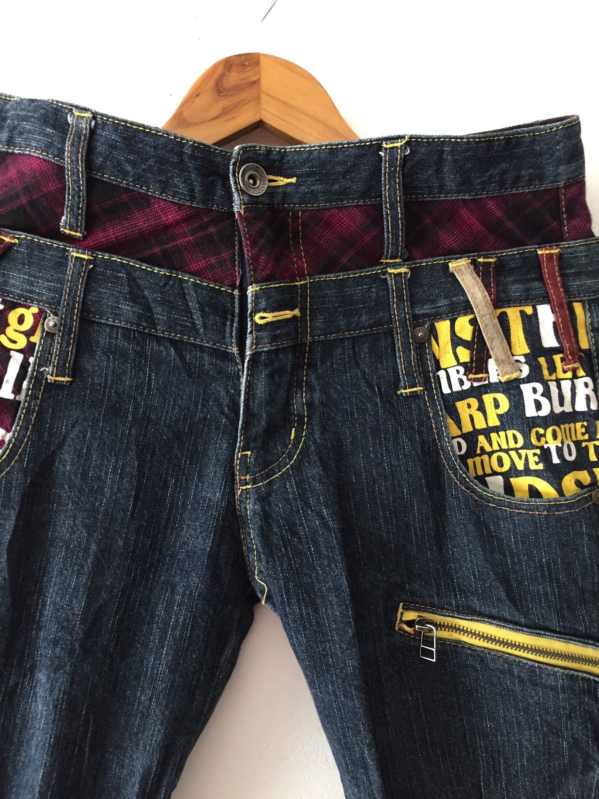 Vintage 💥delete today💥Skull denim jeans pachwork double Waist Size US 30 / EU 46 - 10 Thumbnail