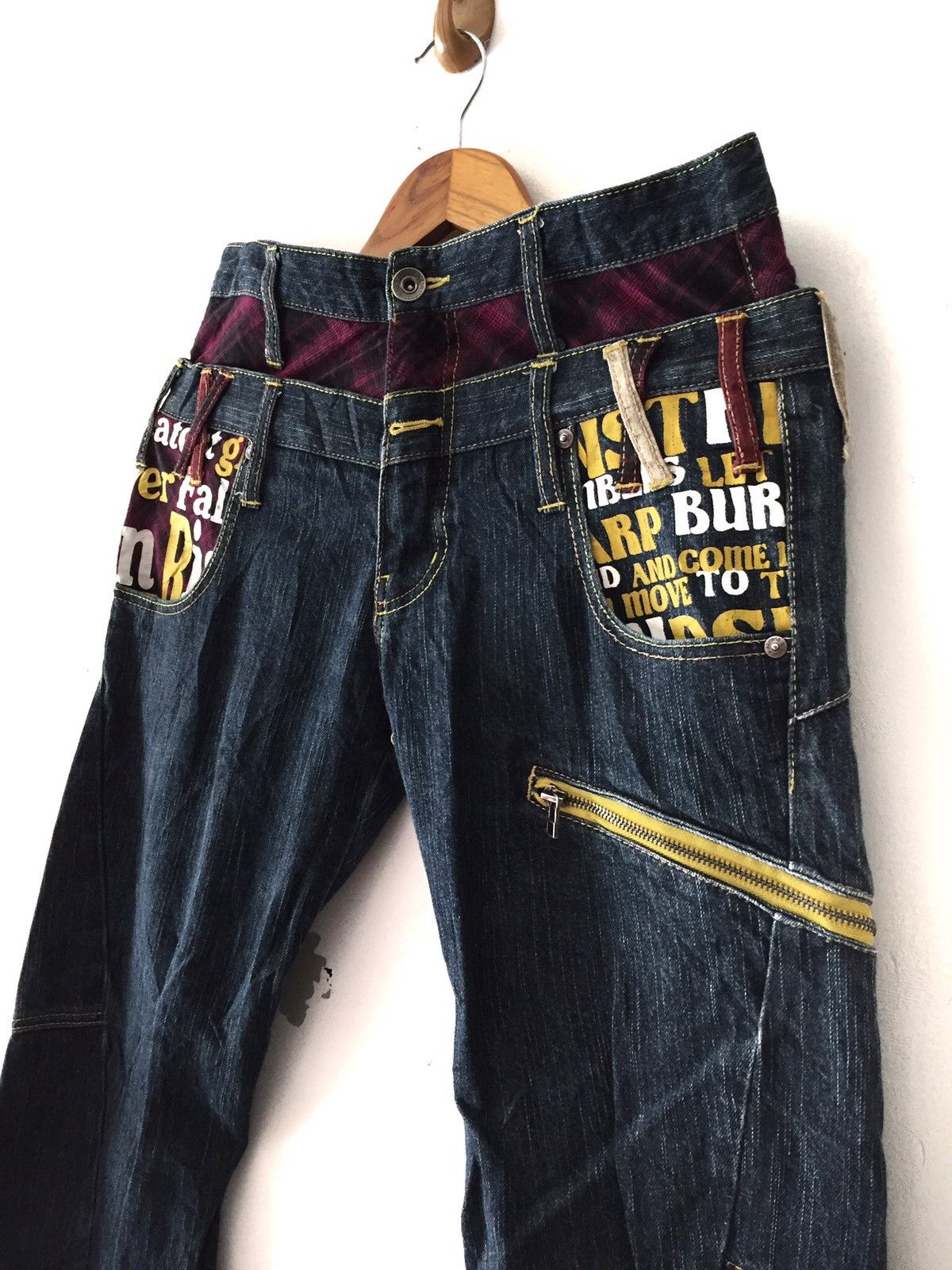 Vintage 💥delete today💥Skull denim jeans pachwork double Waist Size US 30 / EU 46 - 2 Thumbnail