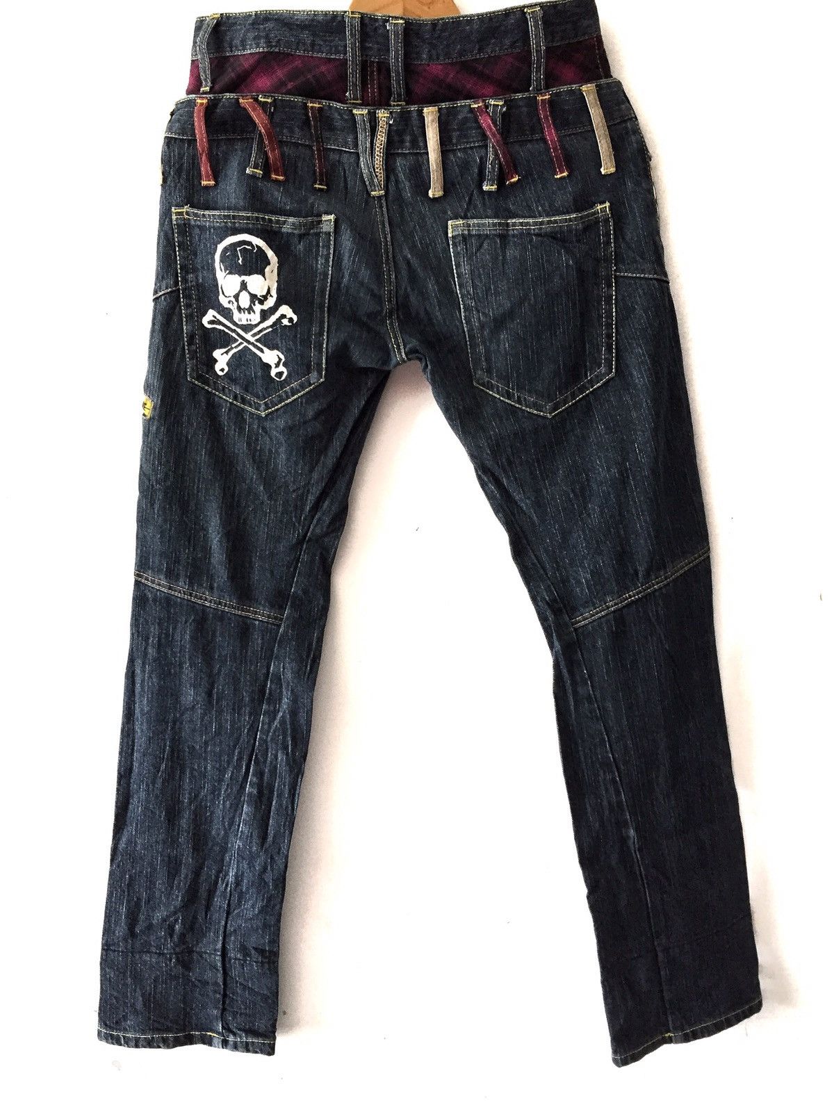 💥delete today💥Skull denim jeans pachwork double Waist