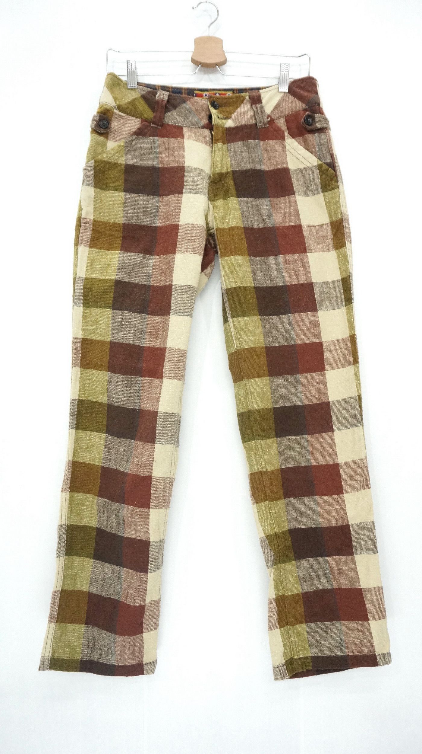 Japanese Brand 🎌 Japan CUBE SUGAR Plaid Checkered Pants Size US 29 - 2 Thumbnail