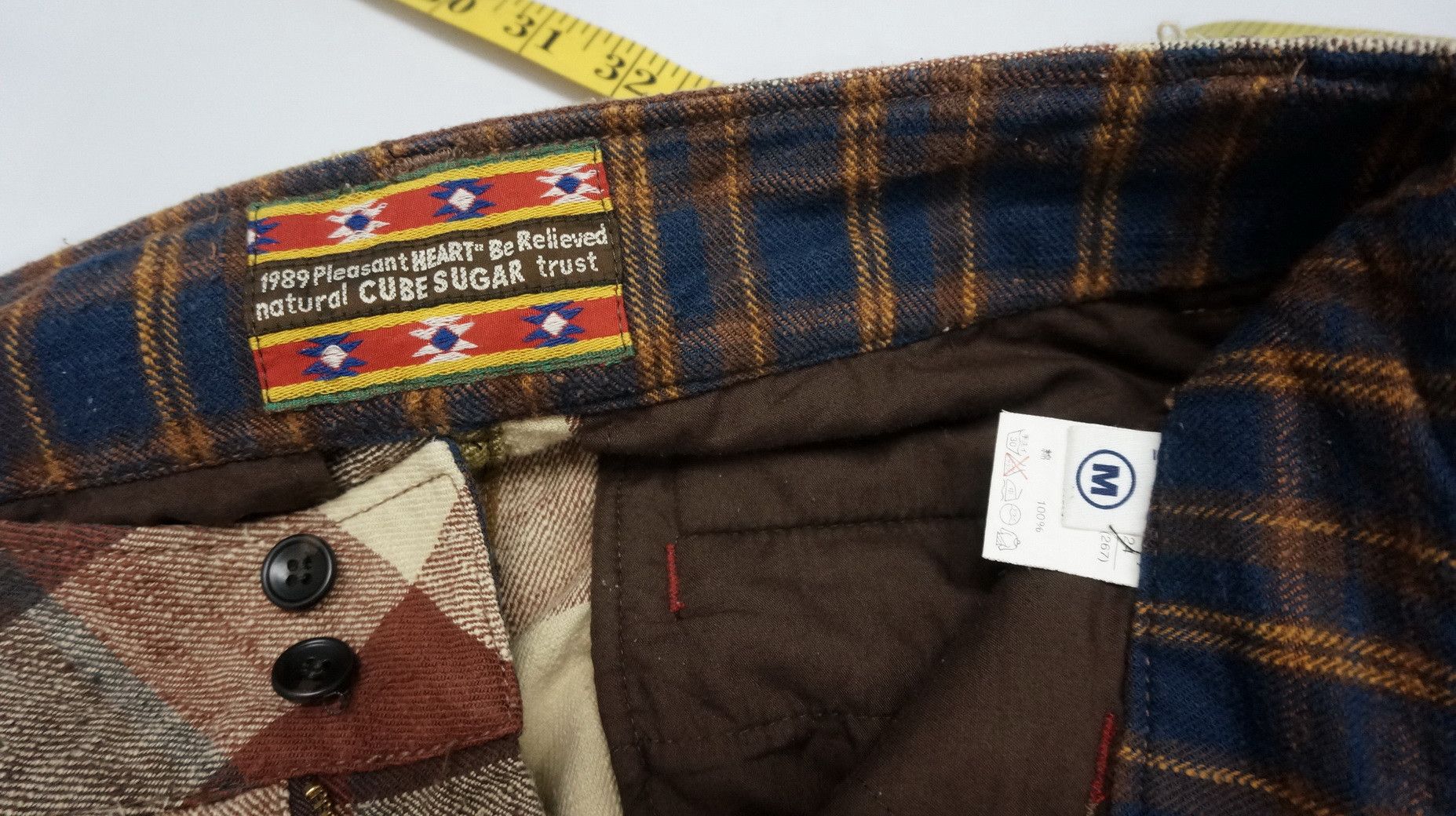 Japanese Brand 🎌 Japan CUBE SUGAR Plaid Checkered Pants Size US 29 - 18 Thumbnail