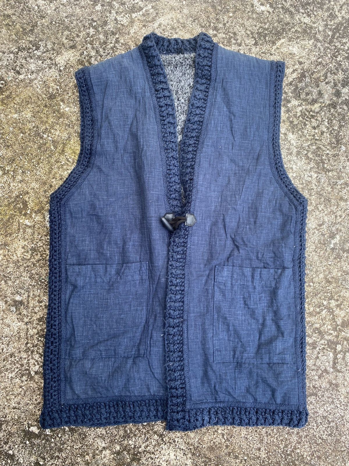Japanese Brand Japan Vintage Indigo Denim Boro Vest Size US XXL / EU 58 / 5 - 5 Thumbnail