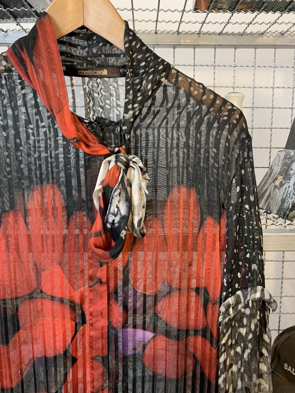 Roberto Cavalli Roberto Cavalli Heart Print Transparent Silk Shirt Size L / US 10 / IT 46 - 9 Thumbnail