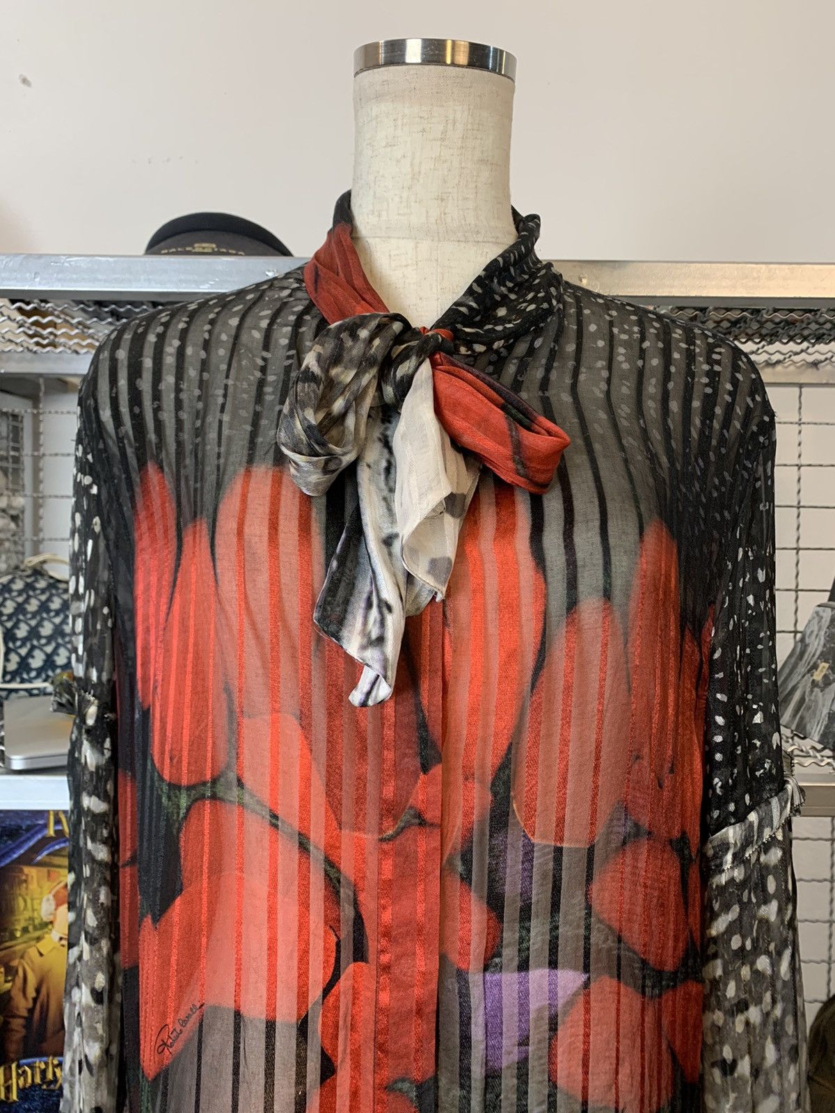 Roberto Cavalli Roberto Cavalli Heart Print Transparent Silk Shirt Size L / US 10 / IT 46 - 2 Thumbnail