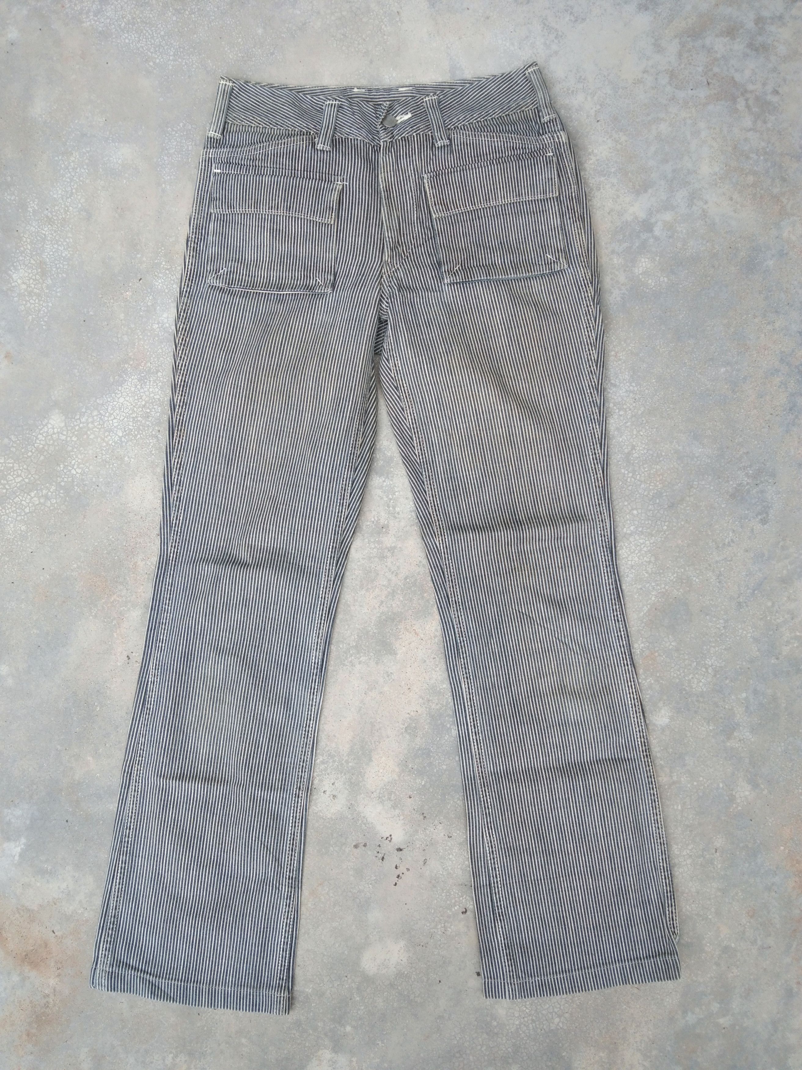 Japanese Brand 90s Vintage 45rpm Striped Boot Cut Jeans 27x28.5 Size US 27 - 1 Thumbnail