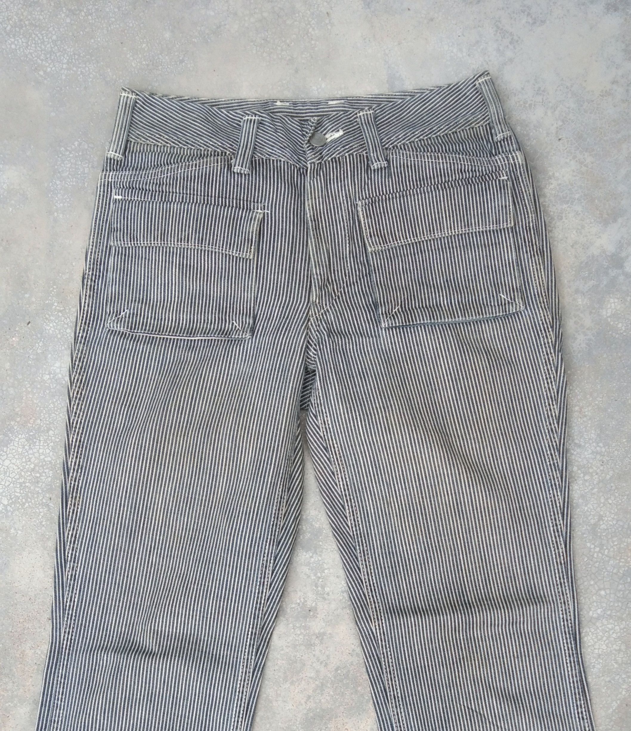 Japanese Brand 90s Vintage 45rpm Striped Boot Cut Jeans 27x28.5 Size US 27 - 4 Thumbnail