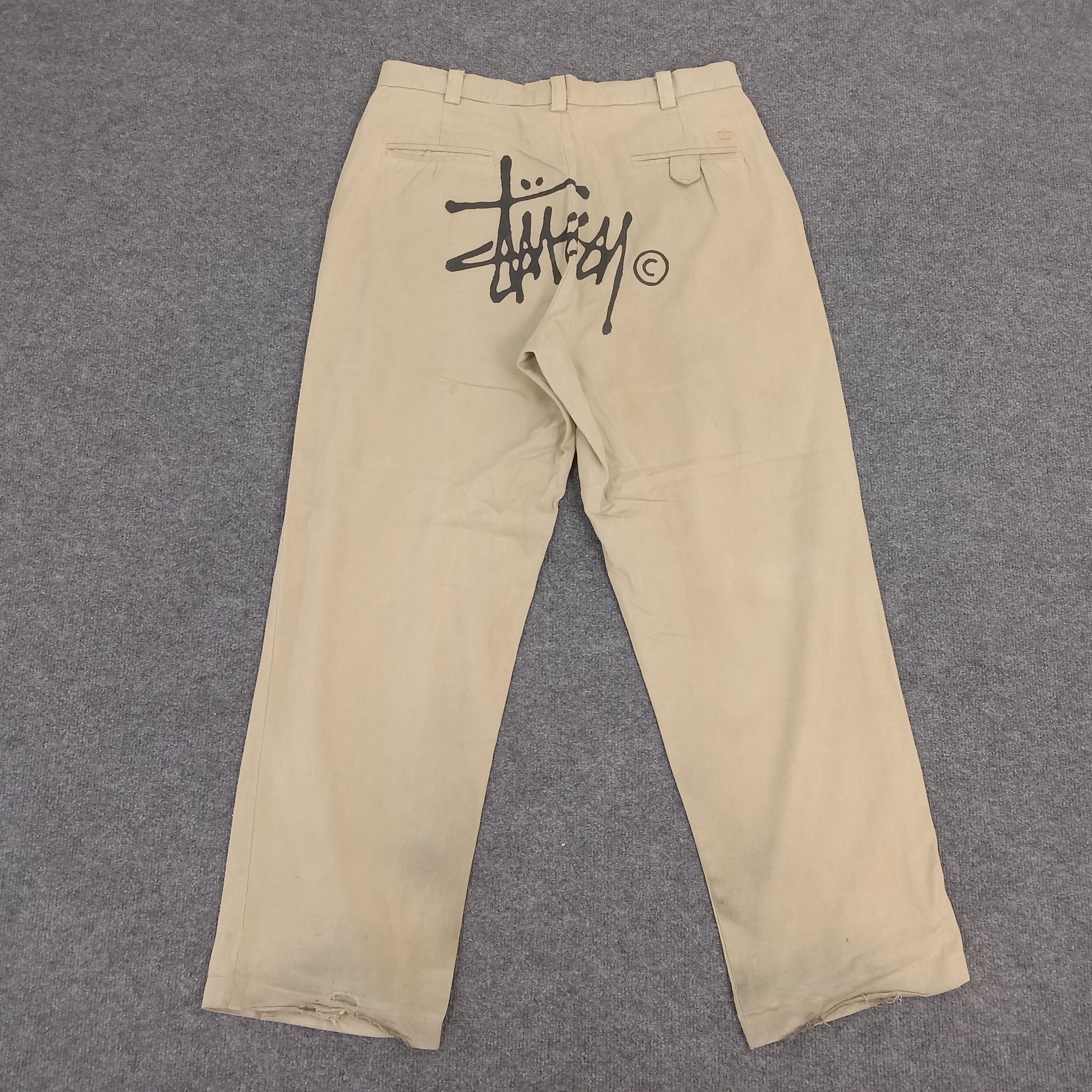Stussy Stussy Distressed Leather Work Pants Brown Size 34 | Grailed