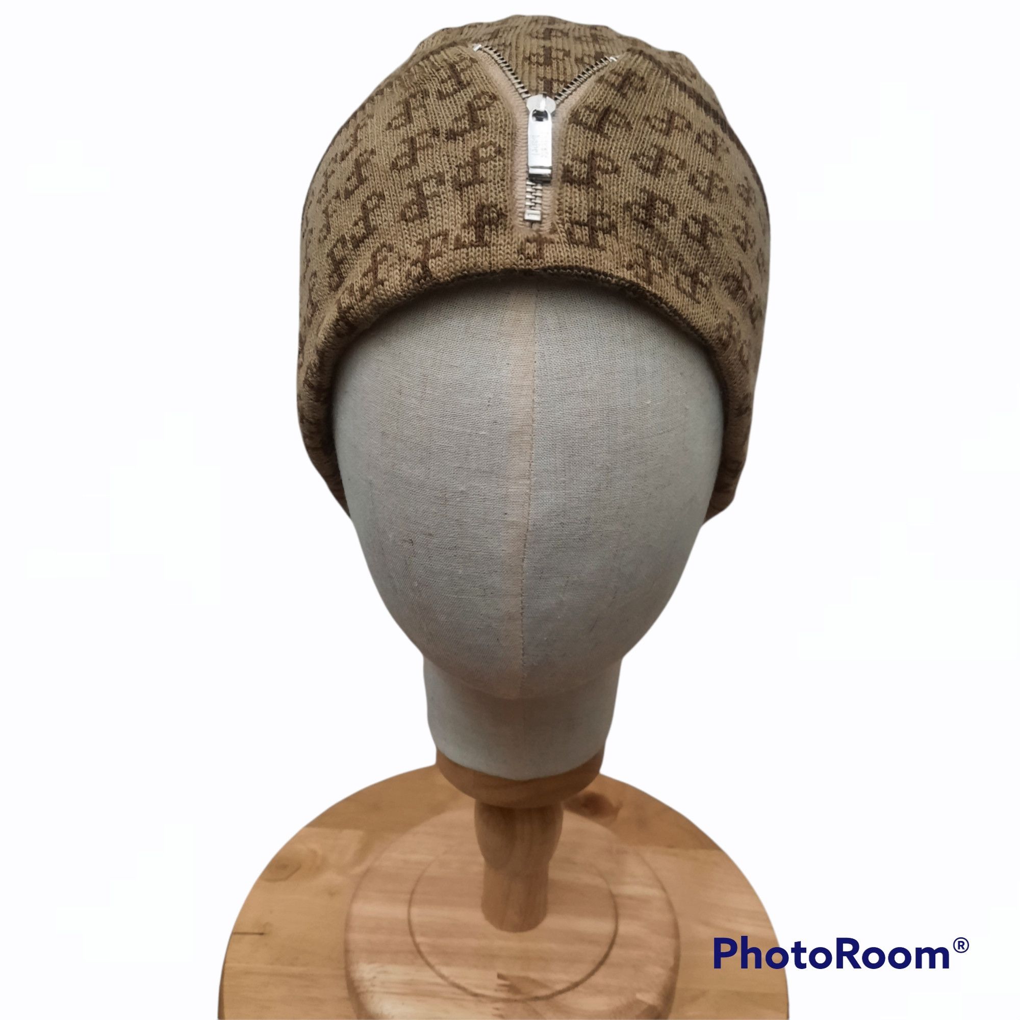 image of Archival Clothing x Private Label From Hong Kong Private Label Monogram Zipper Beanie Hat, Men's