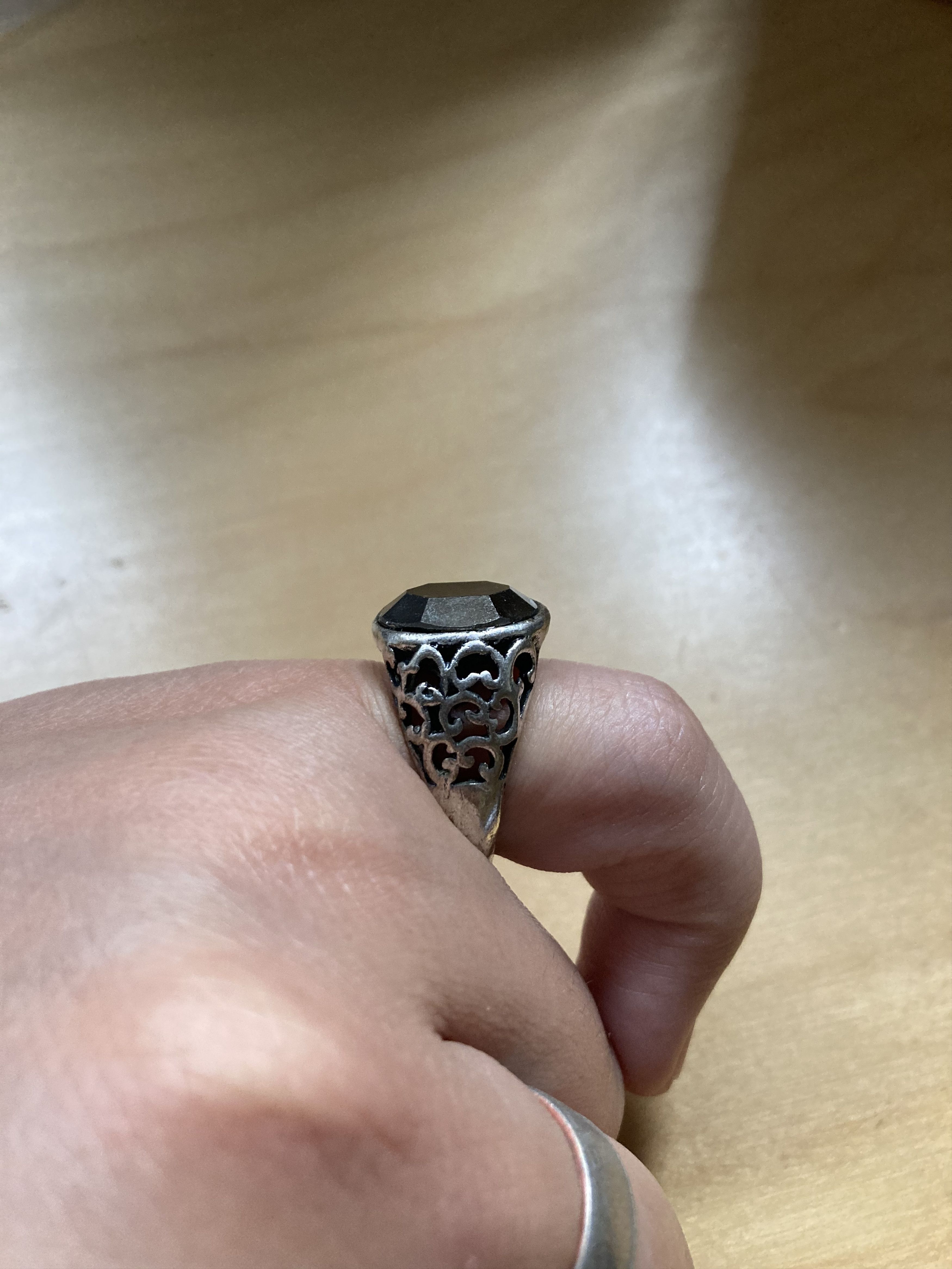 Jewelry Black CZ Tibetan Silver Ring - Size 5 Size ONE SIZE - 4 Thumbnail