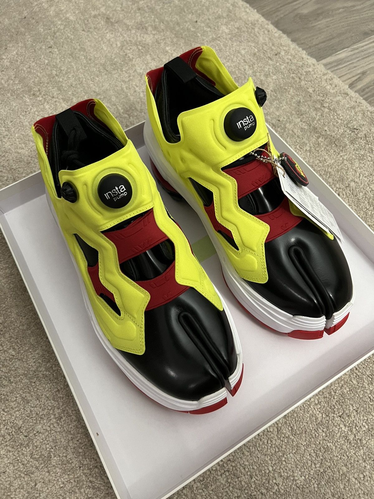 image of Maison Margiela x Reebok Tabi Instapump Fury Oxford ‘Yellow’ Shoes, Men's (Size 10.5)