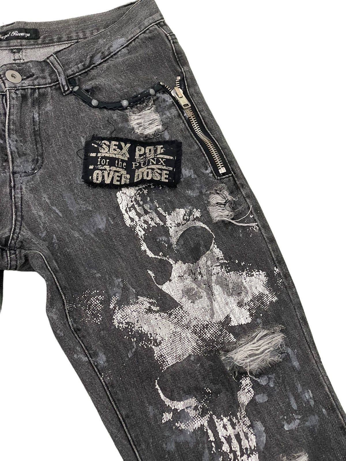 Japanese Brand Painted Sex Pot Revenge Distress Denim Tapered 4🟦9 Size US 32 / EU 48 - 8 Thumbnail