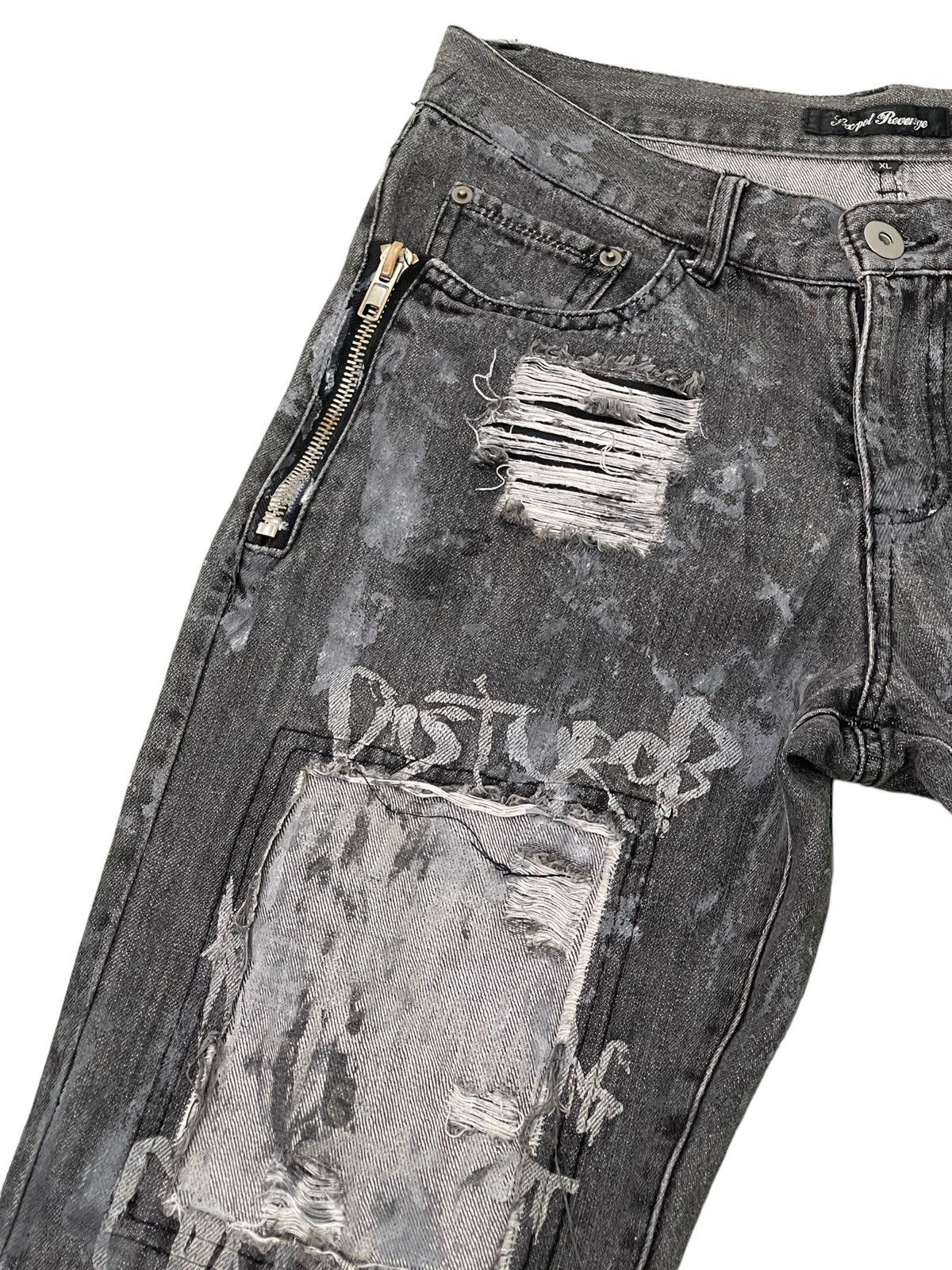 Japanese Brand Painted Sex Pot Revenge Distress Denim Tapered 4🟦9 Size US 32 / EU 48 - 9 Thumbnail