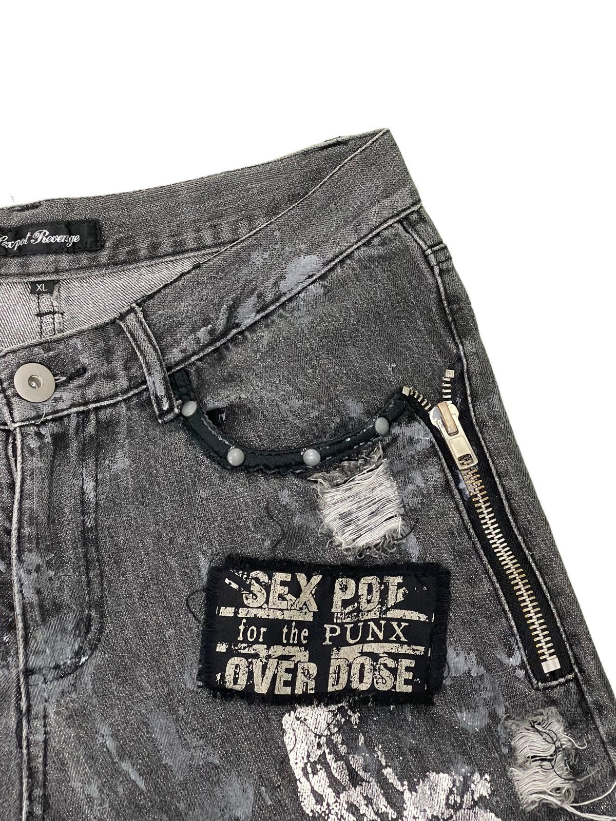 Japanese Brand Painted Sex Pot Revenge Distress Denim Tapered 4🟦9 Size US 32 / EU 48 - 10 Thumbnail