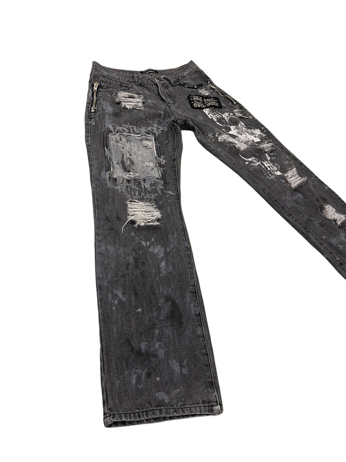 Japanese Brand Painted Sex Pot Revenge Distress Denim Tapered 4🟦9 Size US 32 / EU 48 - 2 Thumbnail