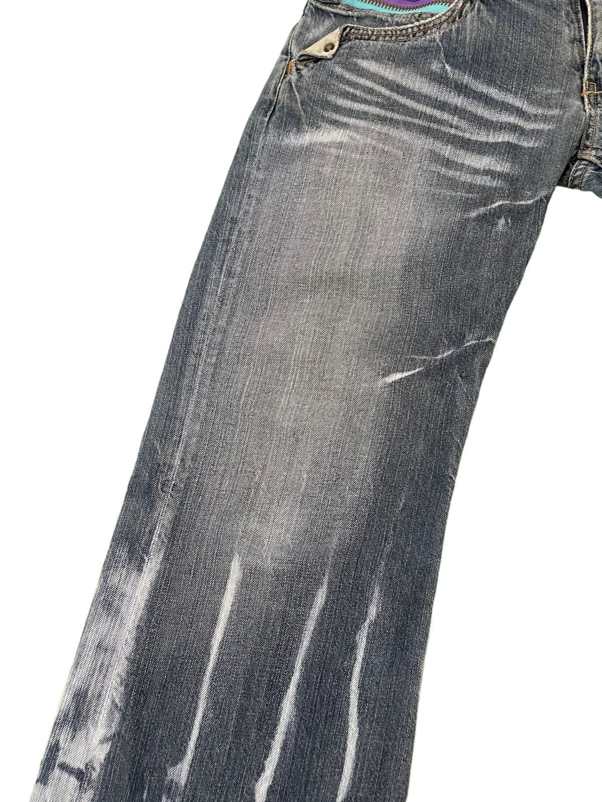 Japanese Brand Wide Leg Jeans Root Three Distress Denim 4🟦9 Size US 30 / EU 46 - 15 Thumbnail