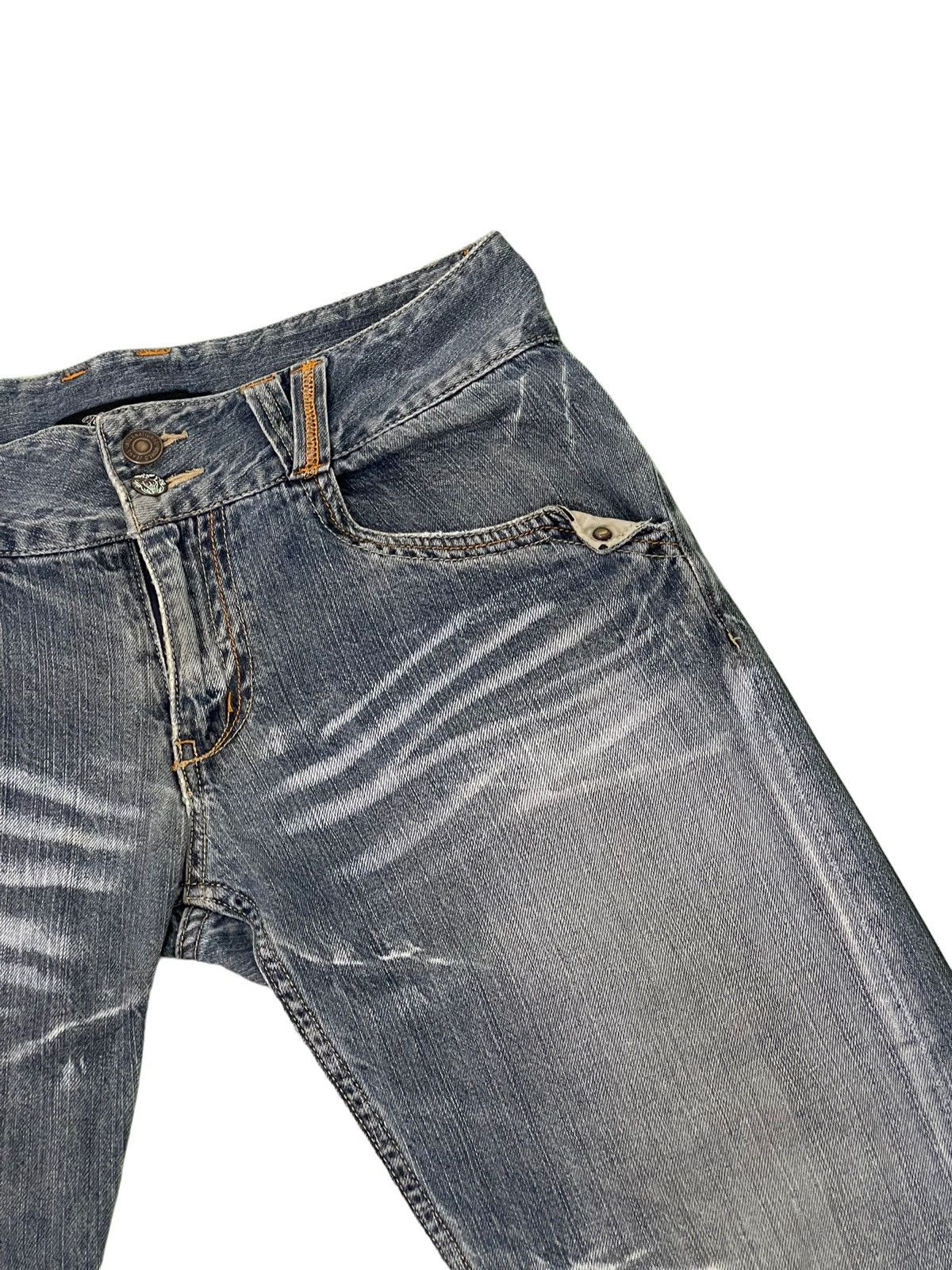 Japanese Brand Wide Leg Jeans Root Three Distress Denim 4🟦9 Size US 30 / EU 46 - 18 Thumbnail