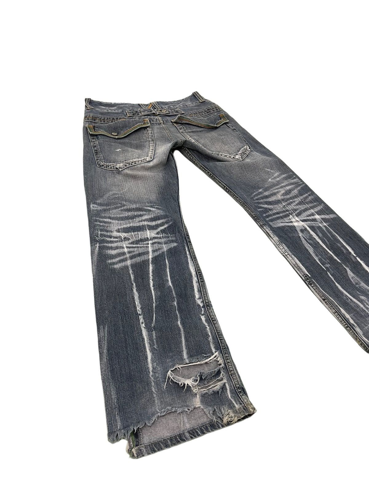 Japanese Brand Wide Leg Jeans Root Three Distress Denim 4🟦9 Size US 30 / EU 46 - 1 Thumbnail