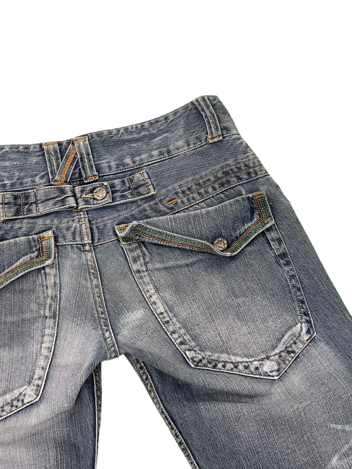 Japanese Brand Wide Leg Jeans Root Three Distress Denim 4🟦9 Size US 30 / EU 46 - 9 Thumbnail