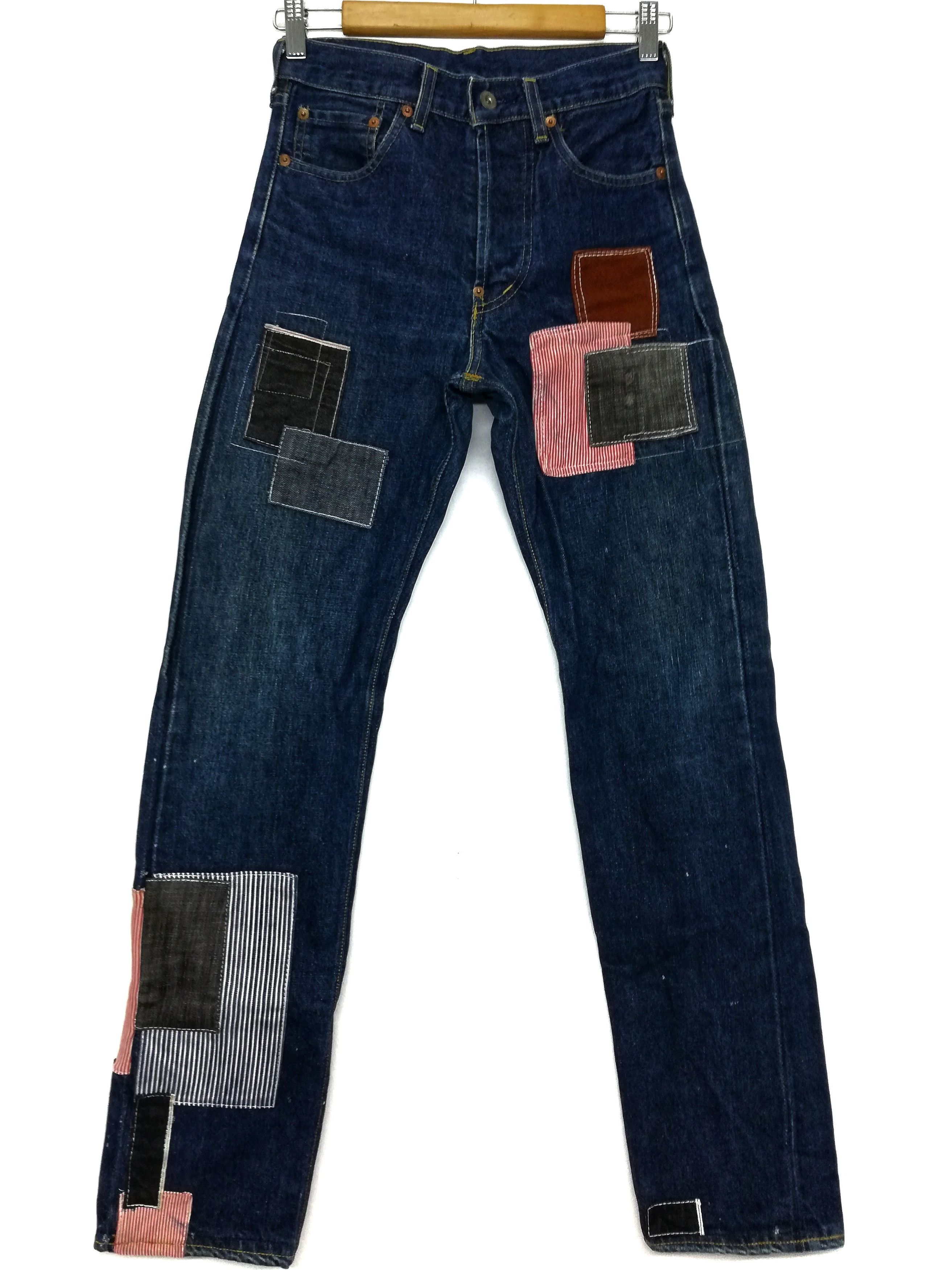 Levi's Made & Crafted × Levi's Vintage Clothing 🔥Levi's Patchwork Grunge Selvage Trousers Pants🔥 Size US 27 - 1 Thumbnail