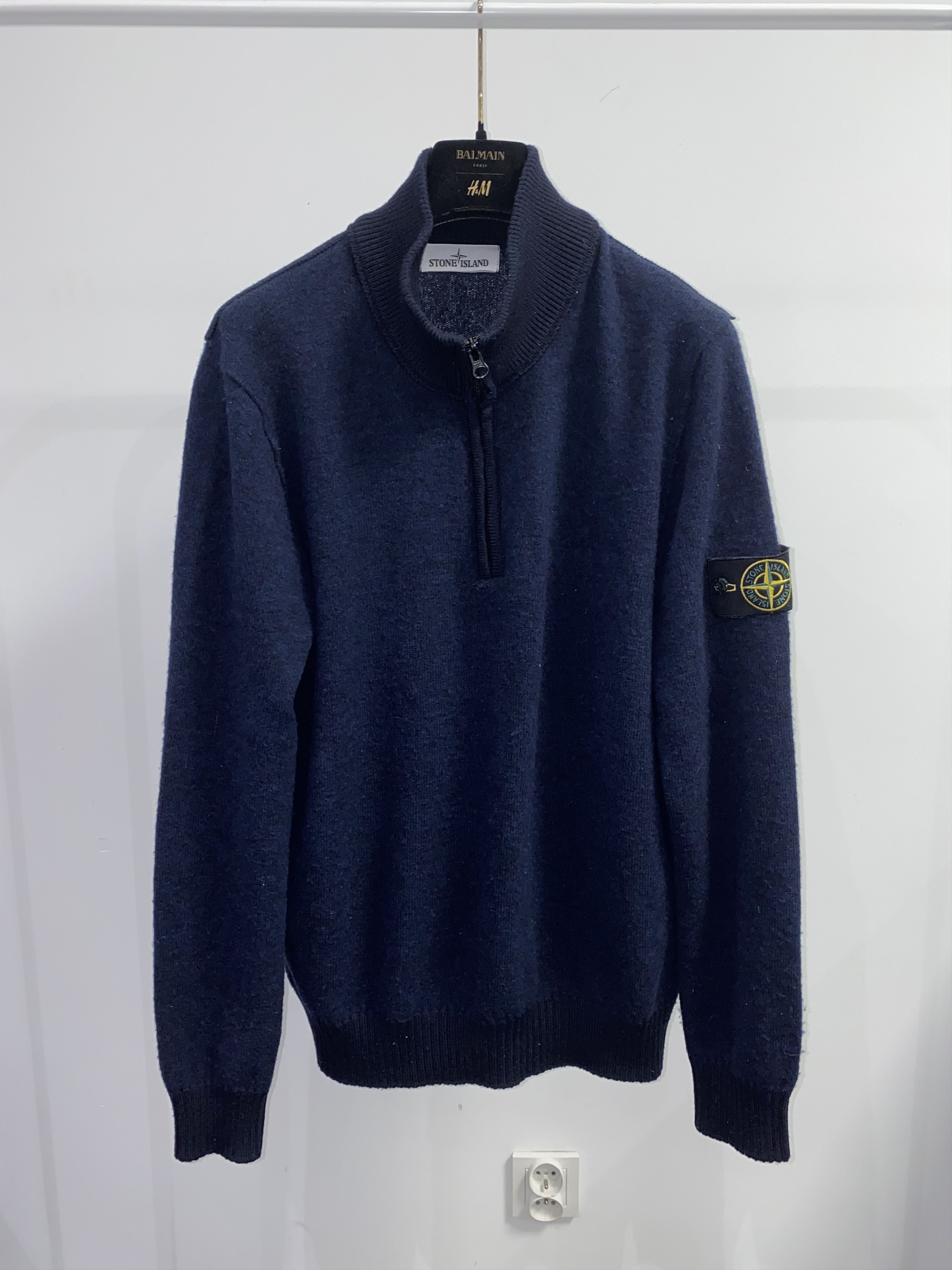 Stone Island Stone Island Dark Navy 1/4 Zipped Wool Sweater Size US XL / EU 56 / 4 - 3 Thumbnail