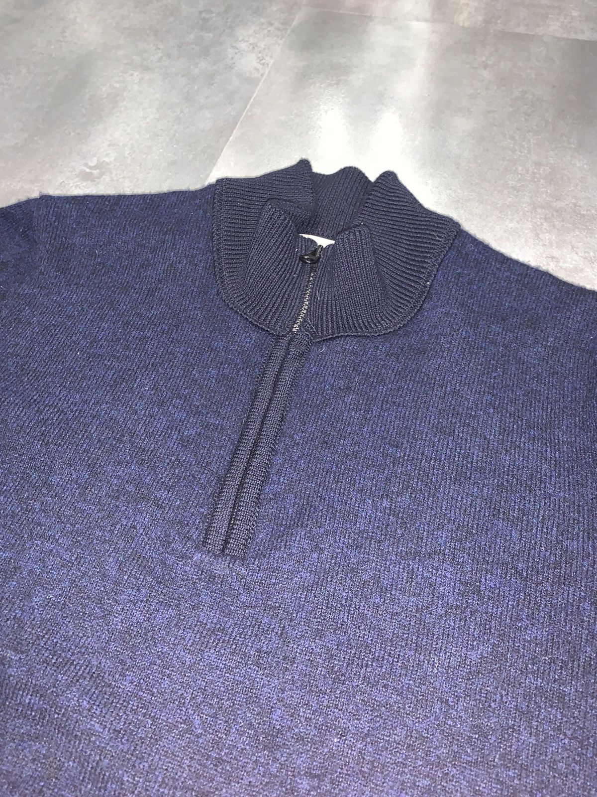 Stone Island Stone Island Dark Navy 1/4 Zipped Wool Sweater Size US XL / EU 56 / 4 - 9 Thumbnail
