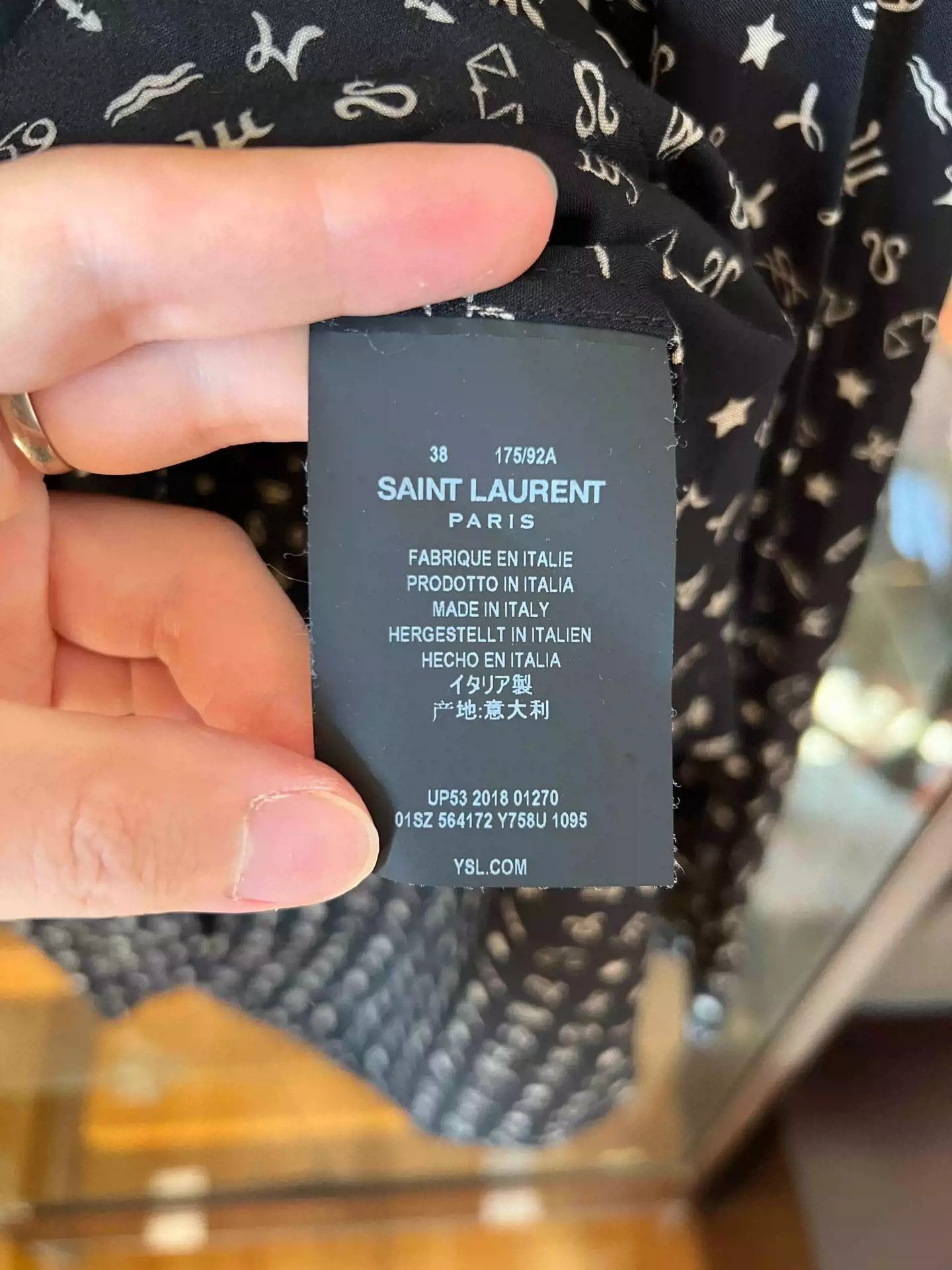Saint Laurent Paris Saint Laurent Black and white silk constellation shirt Size US M / EU 48-50 / 2 - 5 Thumbnail