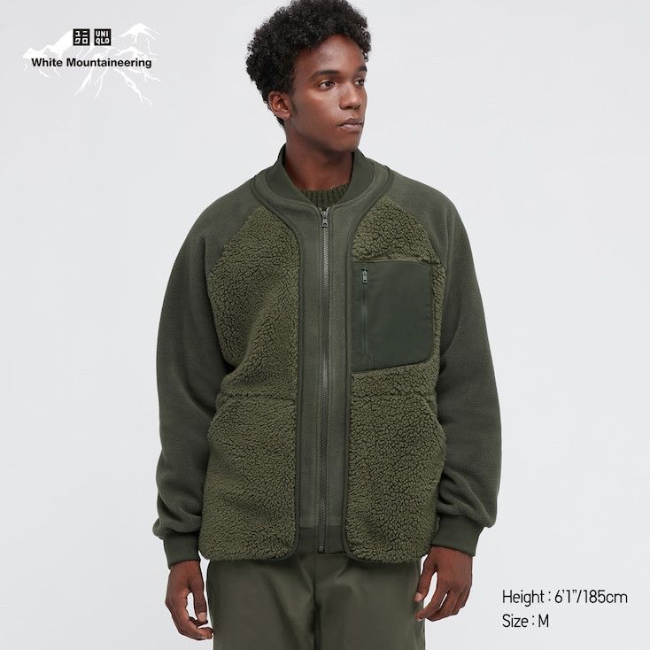 Uniqlo × White Mountaineering Medium Green Fleece Oversized Long-Sleeve Bomber Jacket Size US M / EU 48-50 / 2 - 3 Thumbnail
