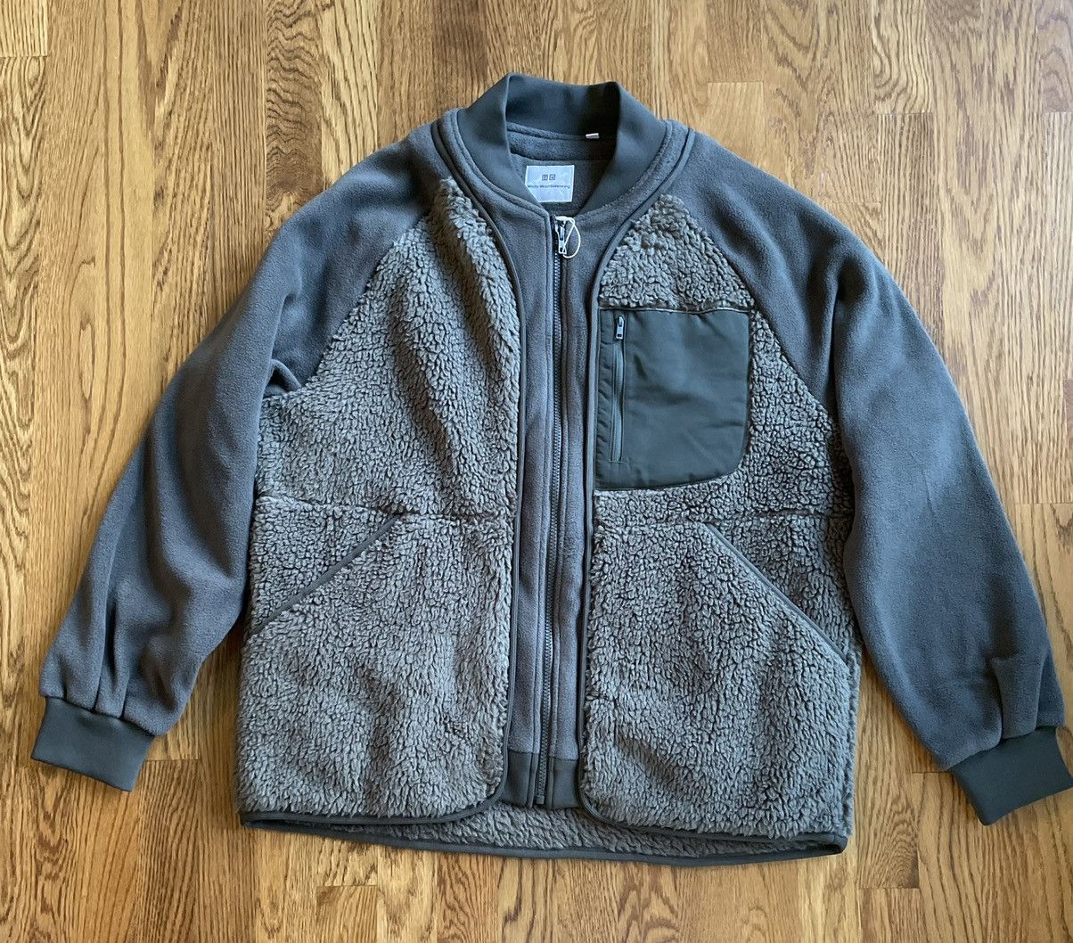 Uniqlo × White Mountaineering Medium Green Fleece Oversized Long-Sleeve Bomber Jacket Size US M / EU 48-50 / 2 - 1 Thumbnail