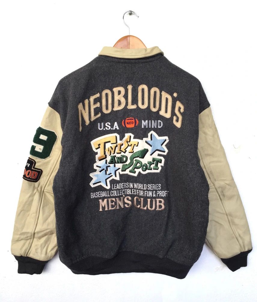 Japanese Brand RARE🔥 VINTAGE NEO BLOOD JAPAN WOOL/LEATHER VARSITY JACKET Size US L / EU 52-54 / 3 - 1 Thumbnail