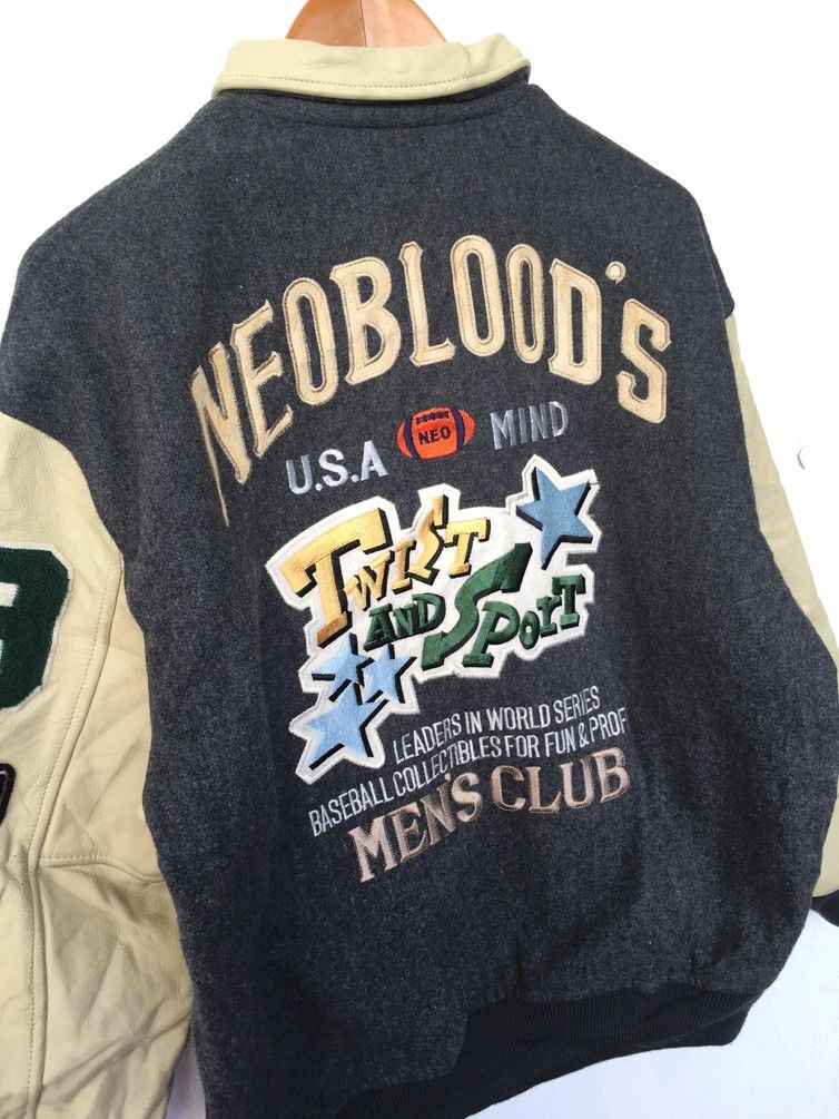 Japanese Brand RARE🔥 VINTAGE NEO BLOOD JAPAN WOOL/LEATHER VARSITY JACKET Size US L / EU 52-54 / 3 - 4 Thumbnail