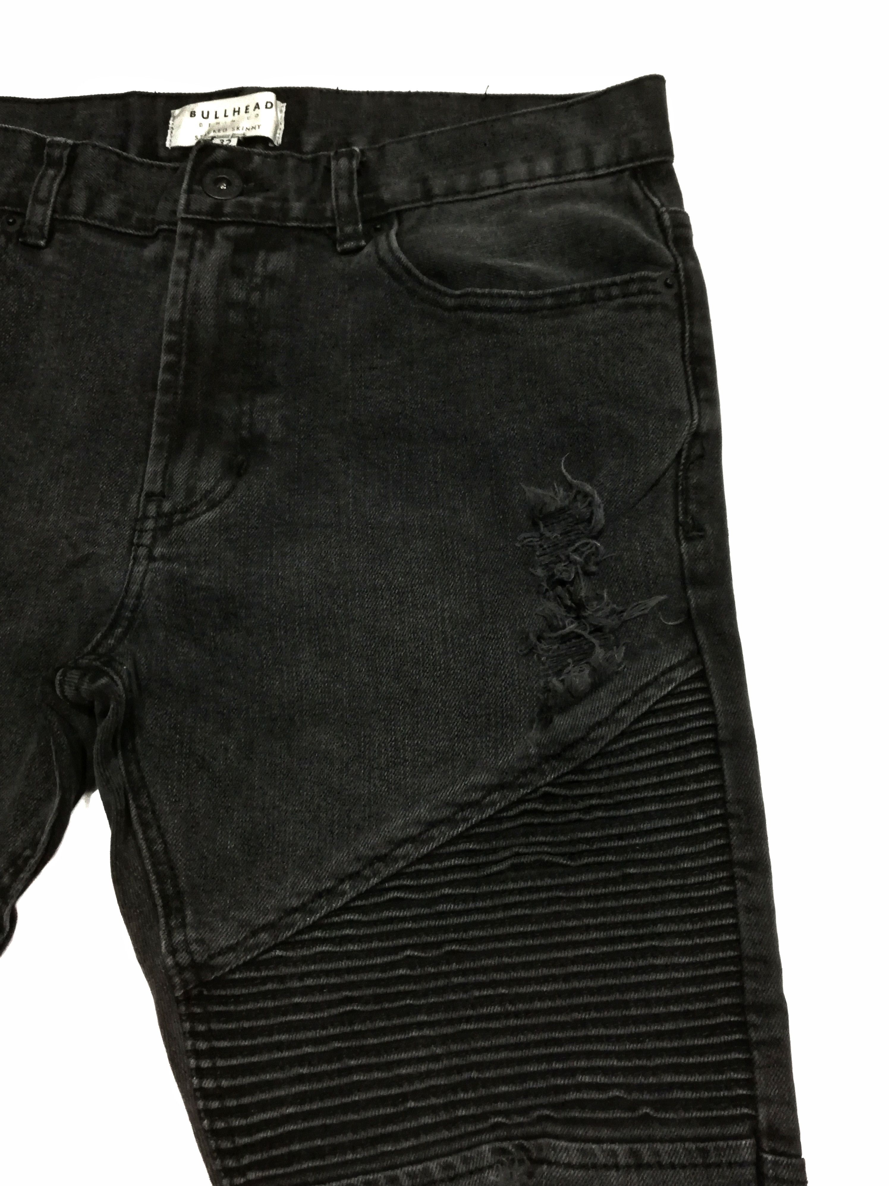 Bullhead Denim Co. × Designer 🔥Bullhead Stacked Similar Balmain Anthracite Biker🔥 Size US 33 - 5 Thumbnail